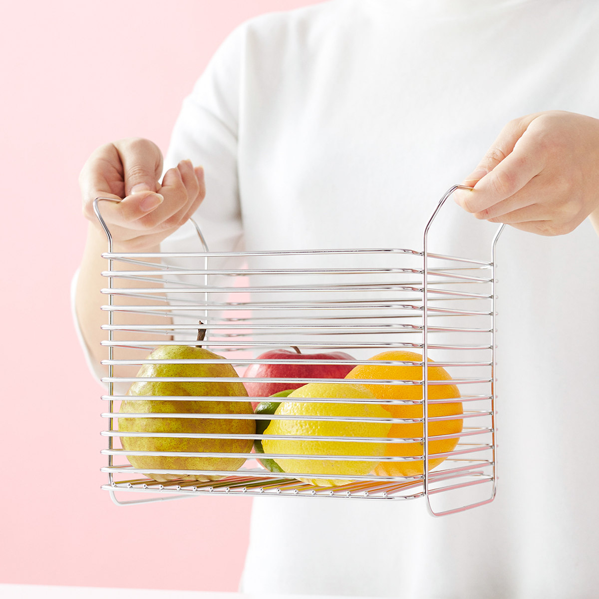 キッチンバスケット L hanauta ハナウタ ローズゴールド ( ワイヤーバスケット ワイヤーラック 収納バスケット ステンレス 日本製 かご 深型 収納かご 小物入れ 収納ボックス 整理ボックス キッチン 収納 )