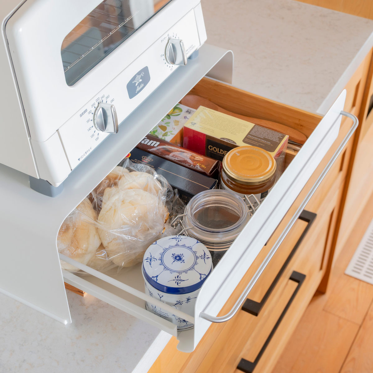 ビーワーススタイル UtaU ブレッドドロワー ロータイプ ( ウタウ ブレッドケース ロー 引き出し ブレッドボックス パンケース 収納ケース おしゃれ パン入れ 収納ラック 調味料ラック キッチン収納 大容量 ) 【ピュアホワイト】 ピュアホワイト