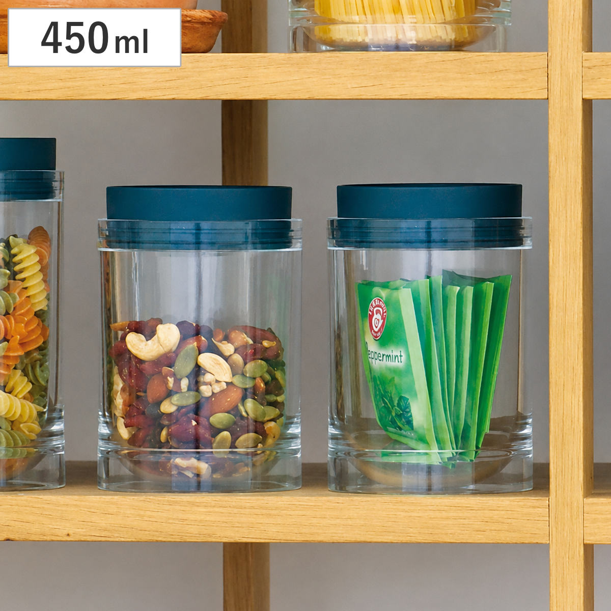 保存容器 450ml スタッキングキャニスター 丸型 樹脂製 ( キャニスター ストッカー スパイスボトル 調味料入れ 調味料ポット 調味料容器 スパイス容器 フードストッカー スタッキング 積み重ね 保存 容器 ケース おしゃれ )