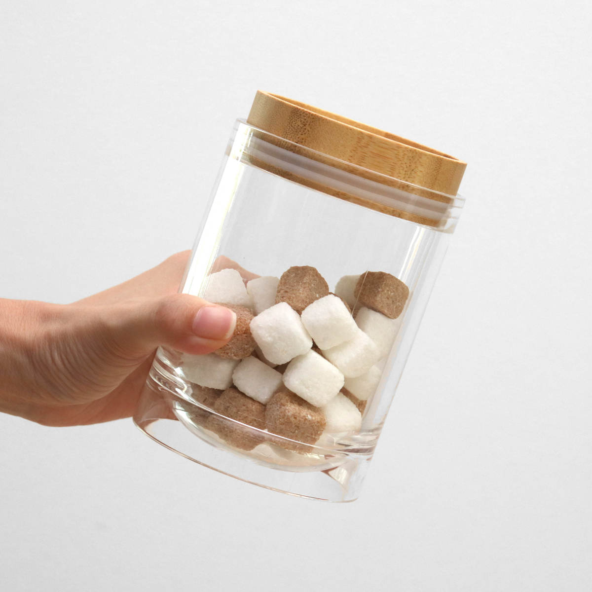 保存容器 450ml 重なるキャニスター バンブー ( キャニスター 密閉 プラスチック 0.45L 竹 保存 容器 ケース スタッキング 積み重ね ストッカー 食品保存容器 スパイスボトル フードストッカー 食品保存 丸型 シリコーン弁付き )