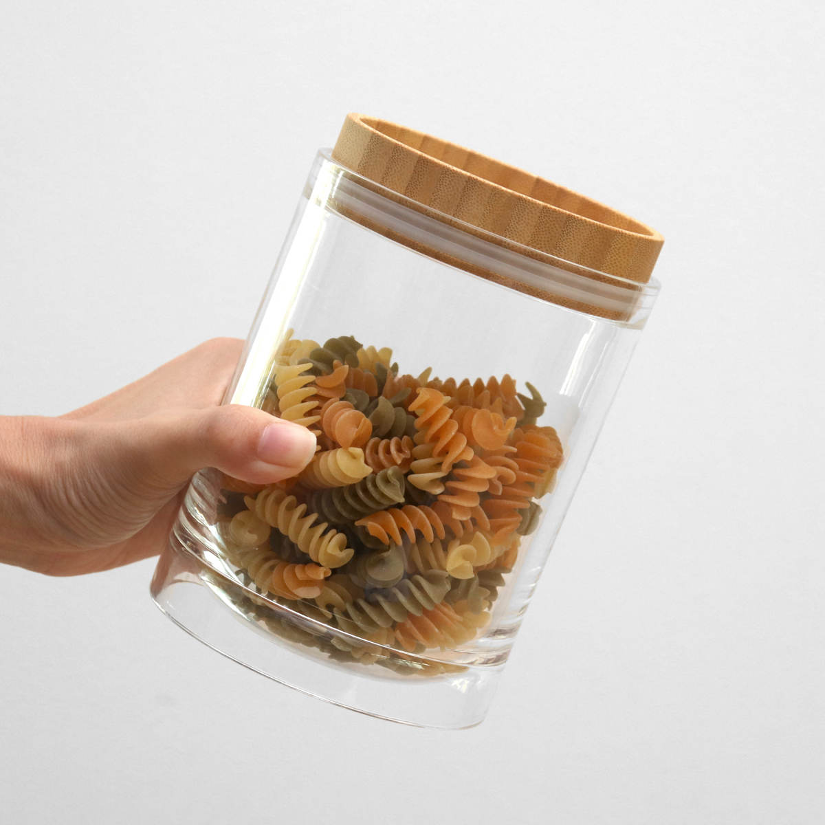 保存容器 850ml 重なるキャニスター バンブー ( キャニスター 密閉 プラスチック 0.85L 竹 保存 容器 ケース スタッキング 積み重ね ストッカー 食品保存容器 スパイスボトル フードストッカー 食品保存 丸型 シリコーン弁付き )