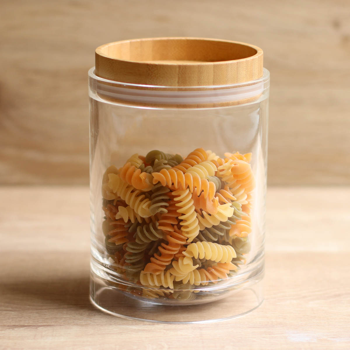 保存容器 850ml 重なるキャニスター バンブー ( キャニスター 密閉 プラスチック 0.85L 竹 保存 容器 ケース スタッキング 積み重ね ストッカー 食品保存容器 スパイスボトル フードストッカー 食品保存 丸型 シリコーン弁付き )