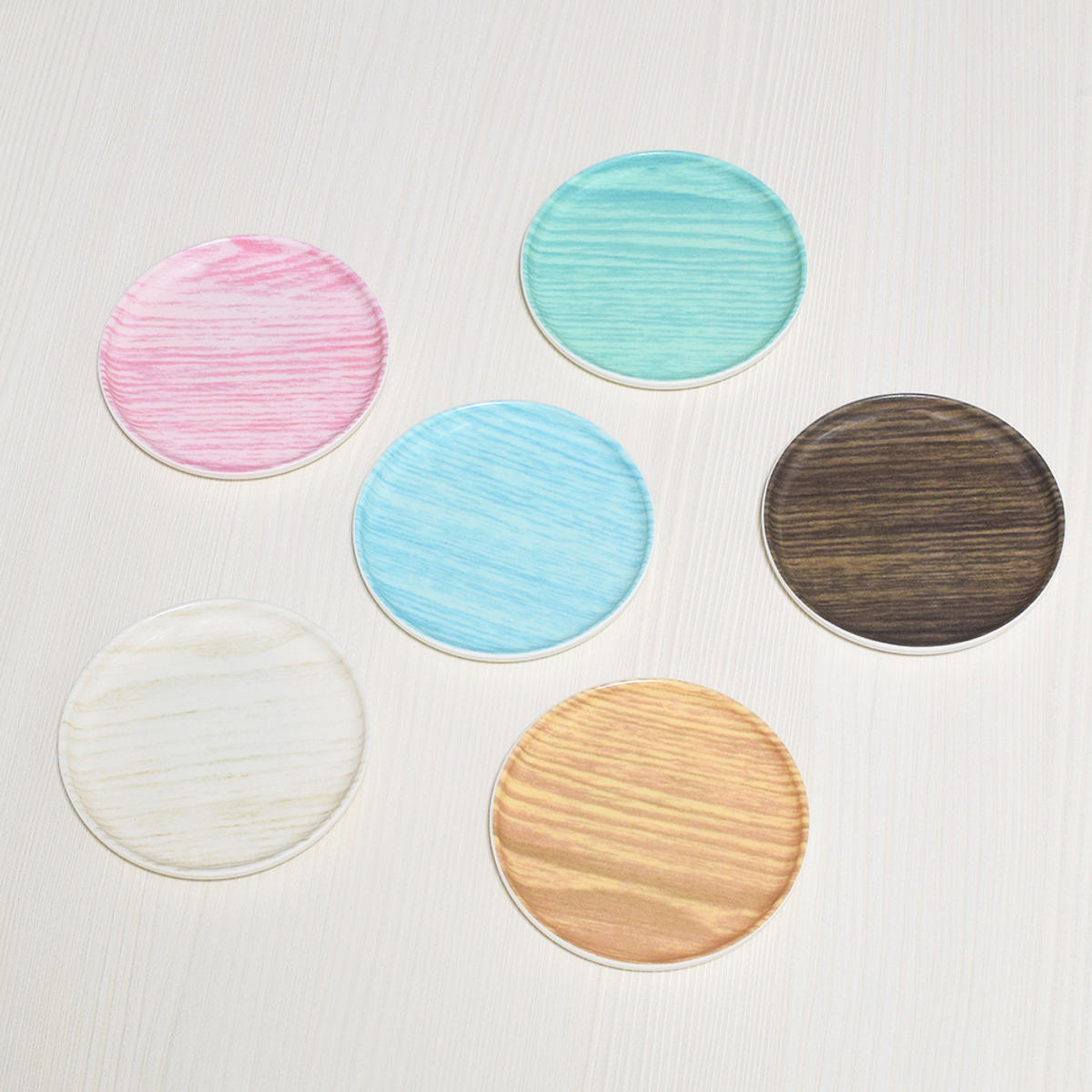 コースター HonuHonu 布張り 同色3枚セット ( 木目調 日本製 おしゃれ かわいい シンプル 丸 ラウンド 茶托 茶たく お茶用品 インテリア テーブルウェア キッチン雑貨 キッチン用品 ) 【ブルー】 ブルー