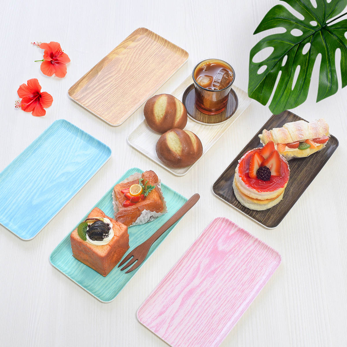 トレー HonuHonu 布張り 21cmトレイ （ 日本製 木目調 トレイ キッチントレー キッチン おしゃれ かわいい 角型 角 四角 ランチョンマット アクセサリートレー アクセサリートレイ シンプル ） 【ピンク】