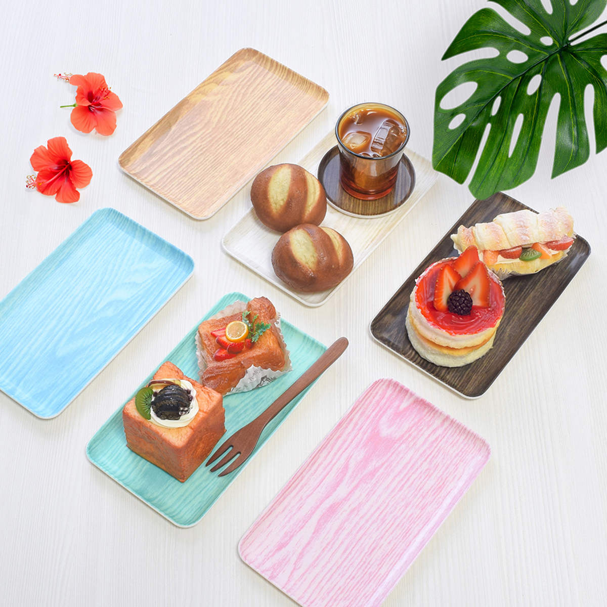 トレー HonuHonu 布張り 21cmトレイ ( 日本製 木目調 トレイ キッチントレー キッチン おしゃれ かわいい 角型 角 四角 ランチョンマット アクセサリートレー アクセサリートレイ シンプル ) 【ピンク】 ピンク