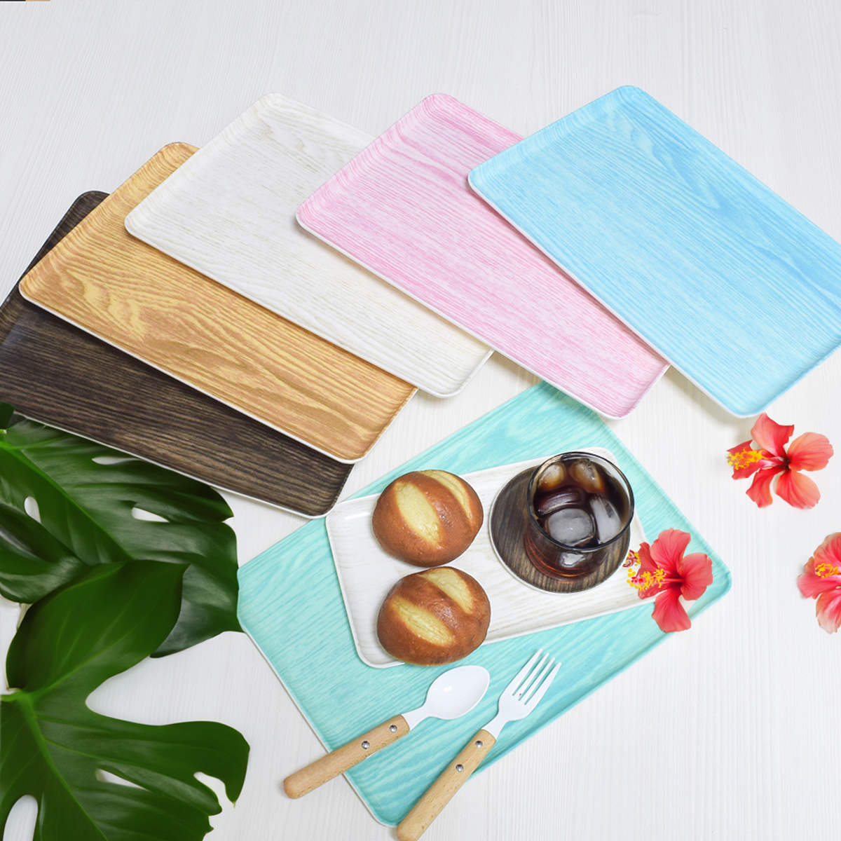 トレー HonuHonu 布張り 30cm トレイ ( 日本製 木目調 キッチントレー キッチン おしゃれ かわいい 角型 角 四角 ランチョンマット アクセサリートレー アクセサリートレイ シンプル ) 【グリーン】 グリーン