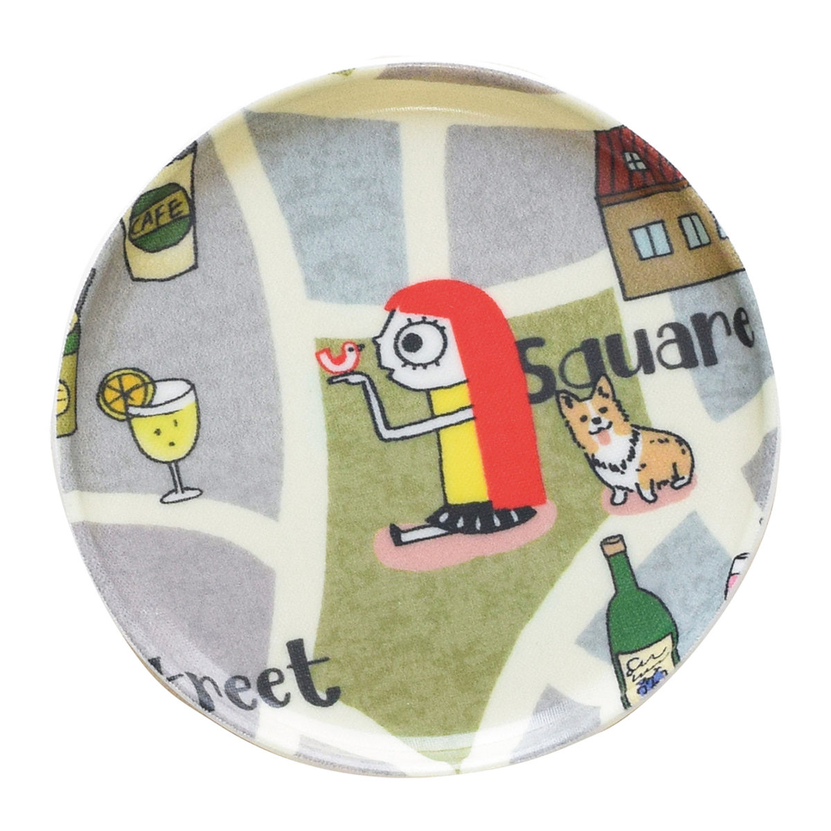 コースター RiCONIC 布張り ( 日本製 おしゃれ かわいい 円形 丸型 丸 洗える 茶托 茶たく お茶用品 ラウンド アクセサリートレー 小物トレー 受け皿 イラスト 水洗い可能 コップ置き 可愛い ) 【ブルー】 ブルー