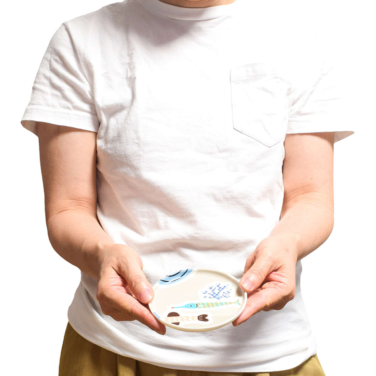 コースター RiCONIC 布張り ( 日本製 おしゃれ かわいい 円形 丸型 丸 洗える 茶托 茶たく お茶用品 ラウンド アクセサリートレー 小物トレー 受け皿 イラスト 水洗い可能 コップ置き 可愛い ) 【ブルー】 ブルー