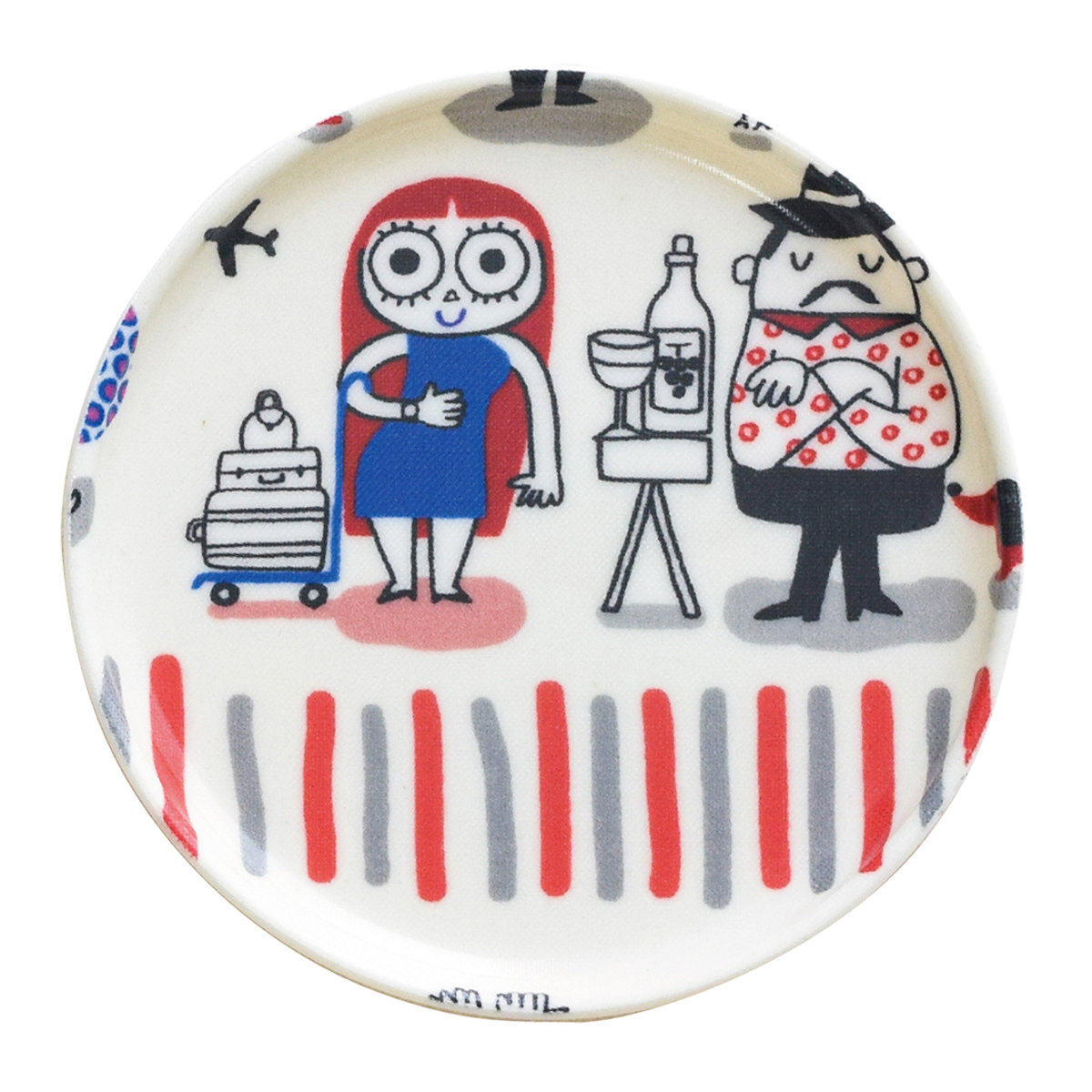 コースター RiCONIC 布張り ( 日本製 おしゃれ かわいい 円形 丸型 丸 洗える 茶托 茶たく お茶用品 ラウンド アクセサリートレー 小物トレー 受け皿 イラスト 水洗い可能 コップ置き 可愛い ) 【ブルー】 ブルー