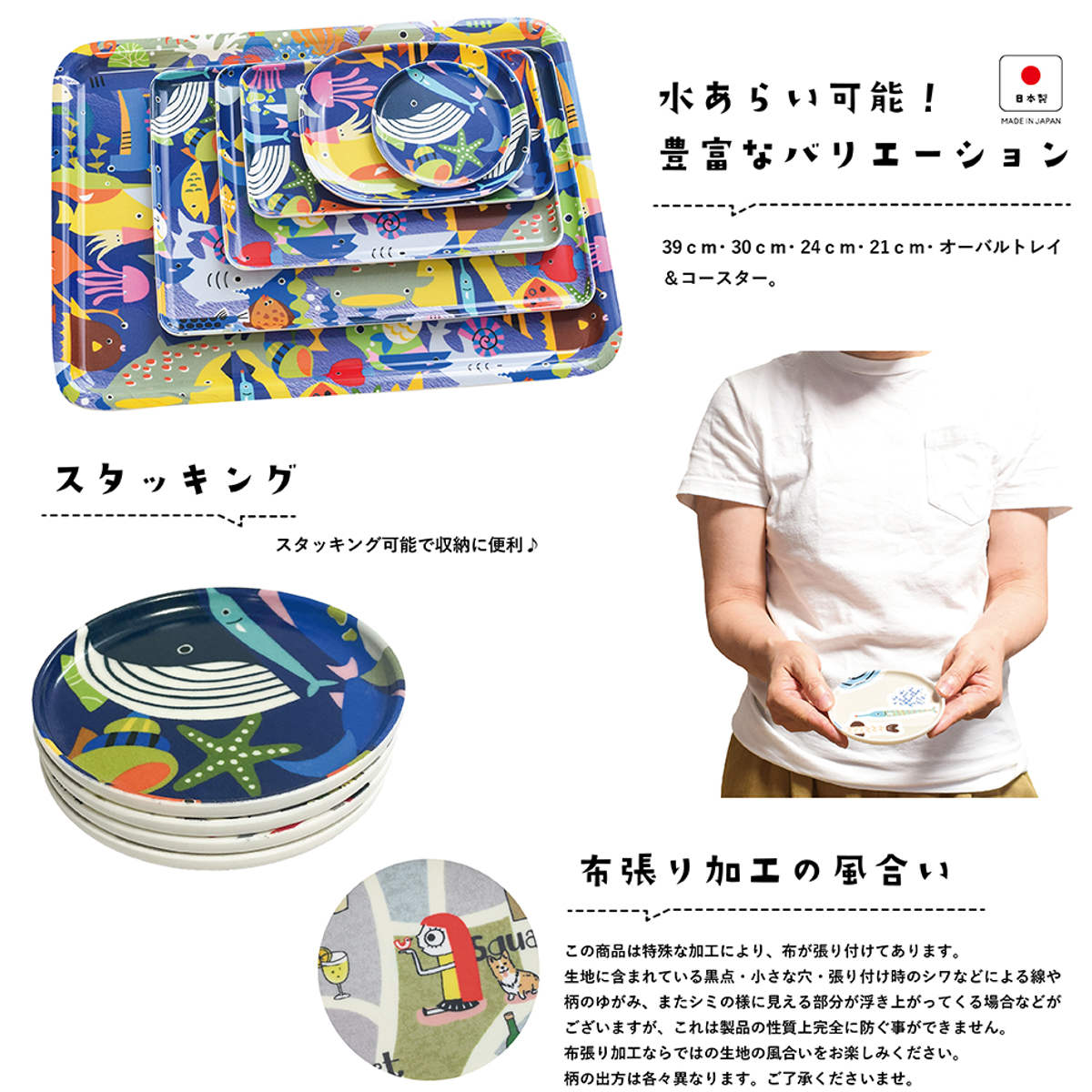 コースター RiCONIC 布張り 同色3枚セット ( 日本製 おしゃれ かわいい 円形 丸型 丸 洗える 茶托 茶たく お茶用品 ラウンド アクセサリートレー 小物トレー 受け皿 イラスト 水洗い可能 コップ置き 可愛い ) 【グリーン】 グリーン