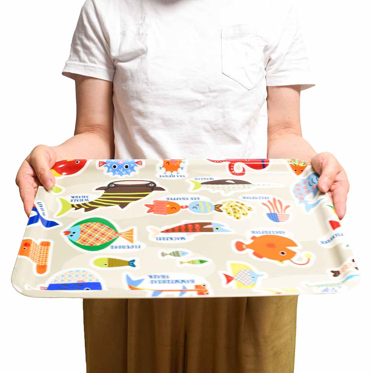 トレー RiCONIC 布張り 39cm トレイ ( キッチントレー キッチン おしゃれ キッチントレイ 日本製 かわいい すべり止め加工 レクタングル 長方形 ランチョンマット お盆 おぼん おやつ ランチ 朝食 水洗い可能 ) 【ホワイト】 ホワイト