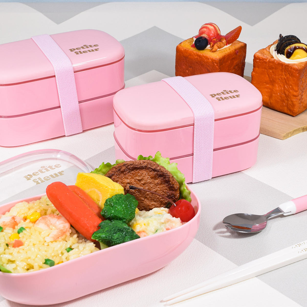 プチフルール 先割れスプーン & ケース ( スプーン 箱 セット お弁当 カトラリー カトラリーセット 日本製 弁当 弁当用 フォーク カトラリーケース 先割れ おしゃれ かわいい クリア ) 【ブルー】 ブルー