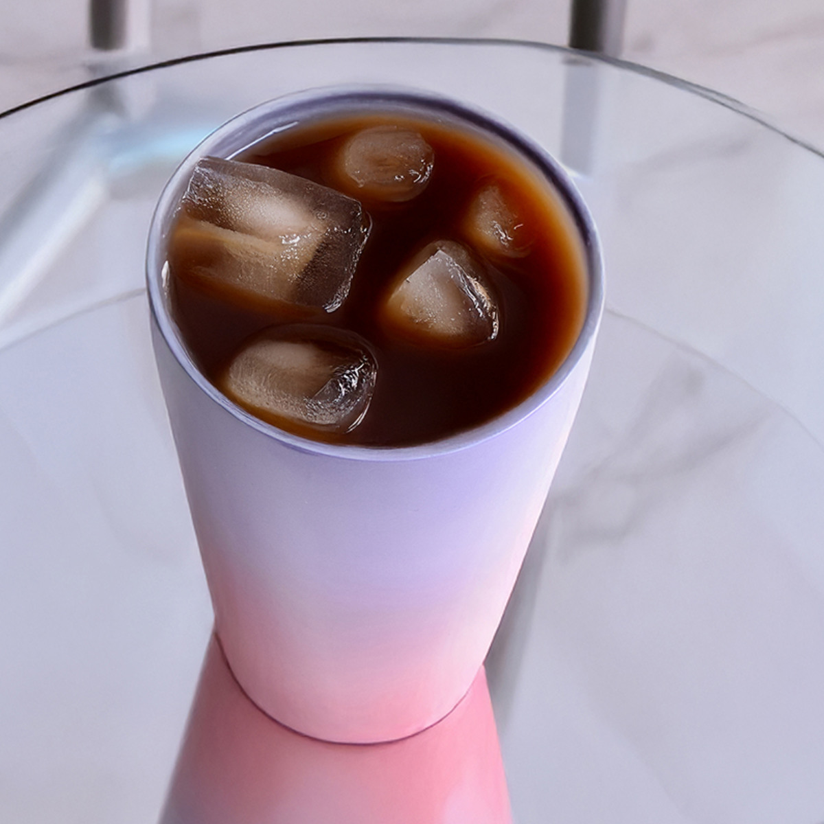 タンブラー 450ml シエルプレ Cielpre 2025 ( 保冷 保温 ステンレス 真空 真空二重構造 真空タンブラー コップ おしゃれ かわいい グラデーション ) 【サックス×ピンク】 サックス×ピンク