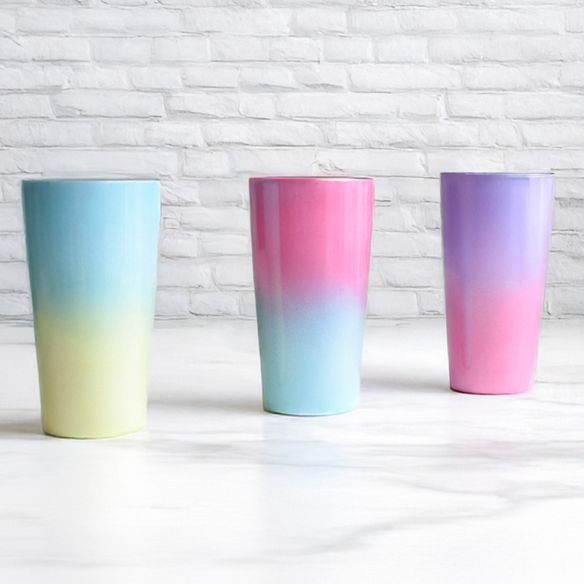 タンブラー 450ml シエルプレ Cielpre 2025 ( 保冷 保温 ステンレス 真空 真空二重構造 真空タンブラー コップ おしゃれ かわいい グラデーション ) 【サックス×ピンク】 サックス×ピンク