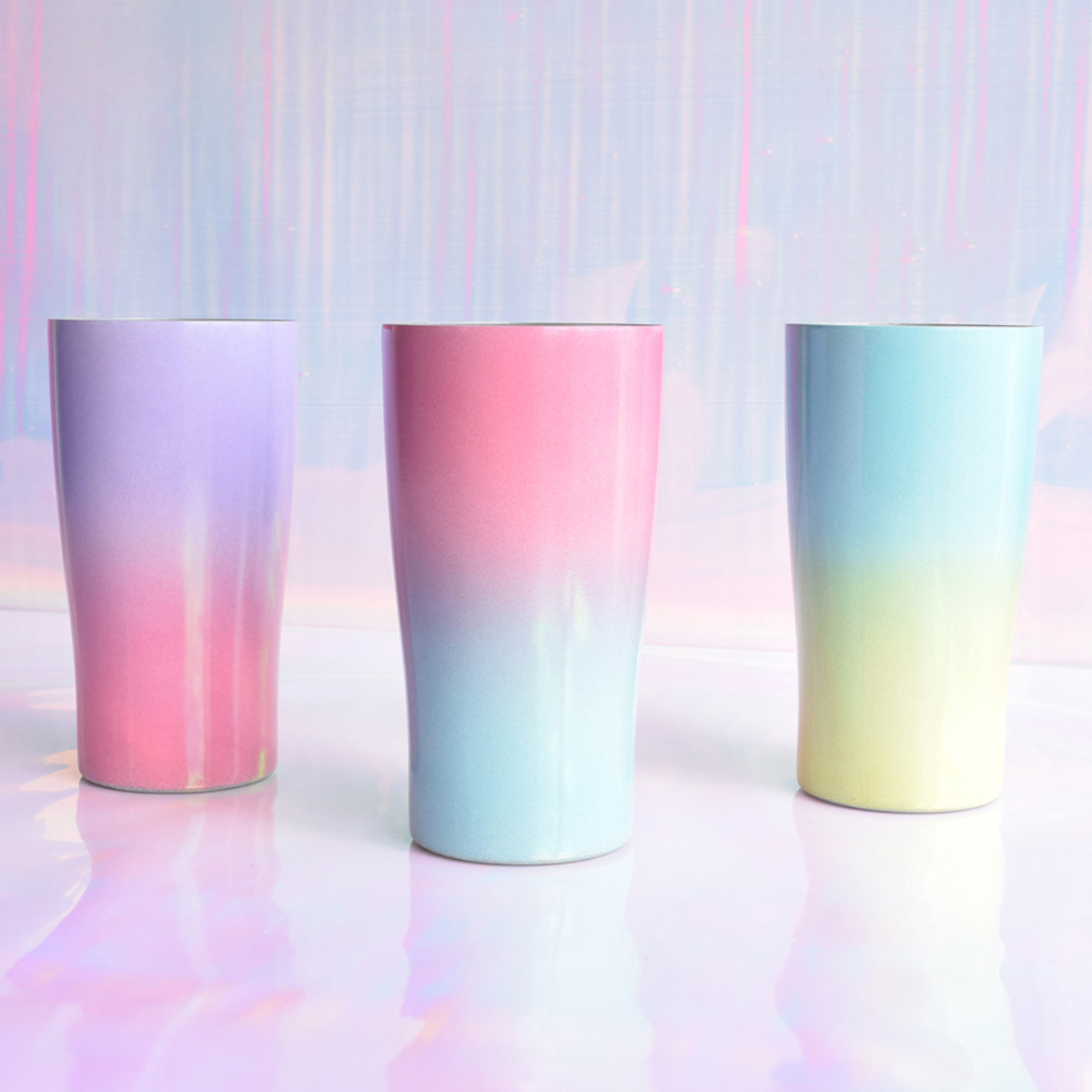 タンブラー 450ml シエルプレ Cielpre 2025 ( 保冷 保温 ステンレス 真空 真空二重構造 真空タンブラー コップ おしゃれ かわいい グラデーション ) 【サックス×ピンク】 サックス×ピンク