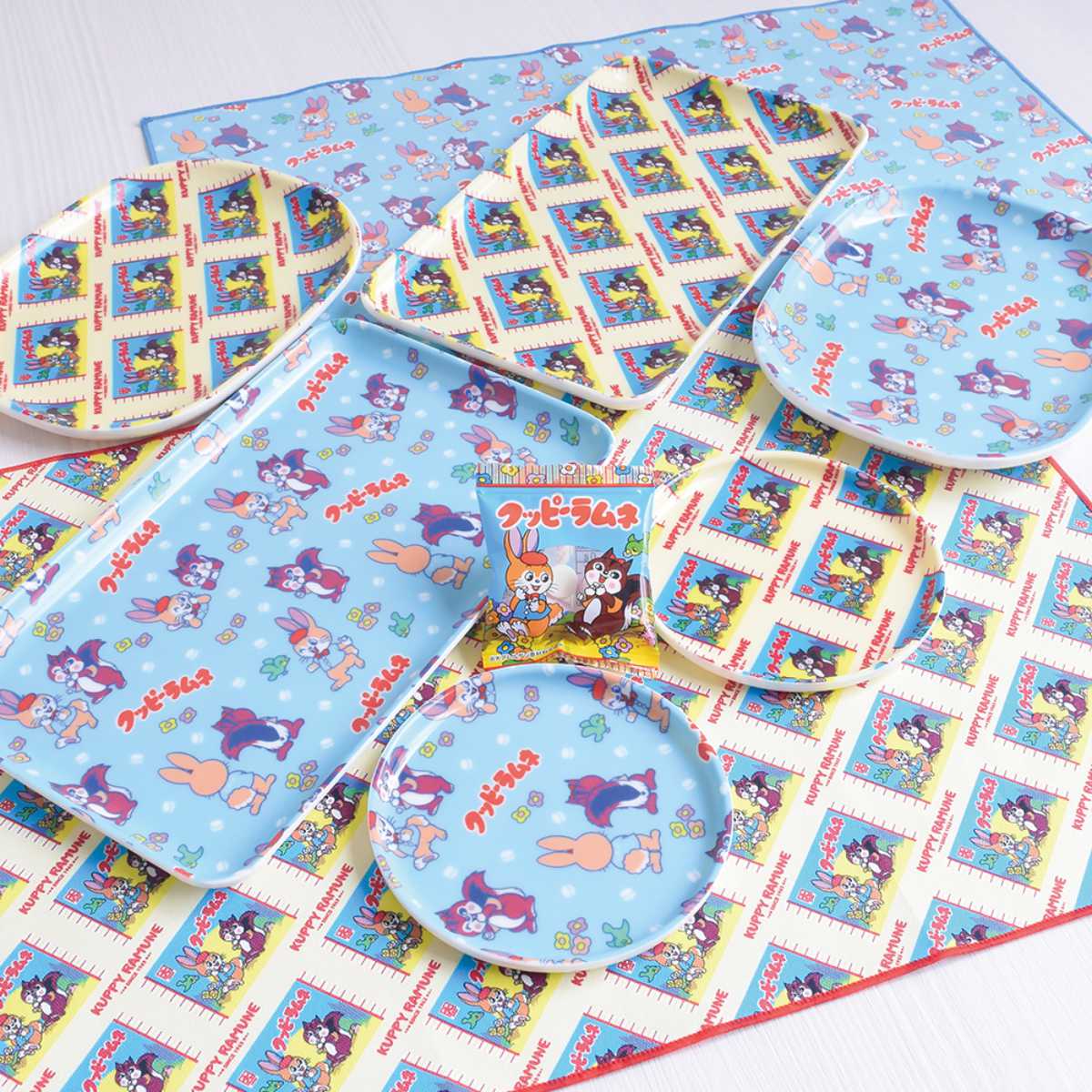 クッピーラムネ ランチョンマット ( テーブルマット ランチクロス 綿 布 日本製 かわいい レトロ 長方形 ) 【B】 B