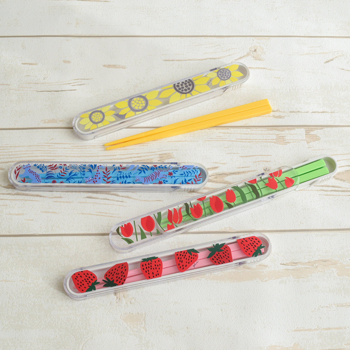 Plune 箸・箸箱セット18cm （ お箸 箸箱 セット 18センチ 大人 スライド式 日本製 カトラリー お弁当用 給食 携帯用 はし箱 カラフル かわいい ） 【ねこねこ】