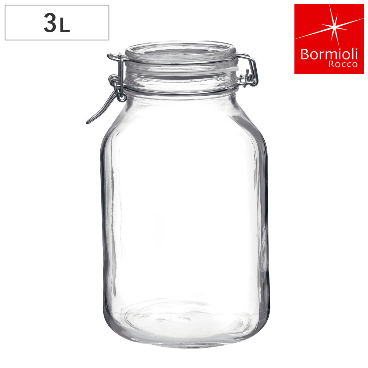 Bormioli Rocco ボルミオリ・ロッコ 保存瓶 フィド CL 3000cc （ ガラス 保存容器 ガラス瓶 梅酒瓶 3L 梅酒ビン 梅ジュース 果実酒 パスタ シリアル 乾物 パッキン付き ピクルス おしゃれ ）