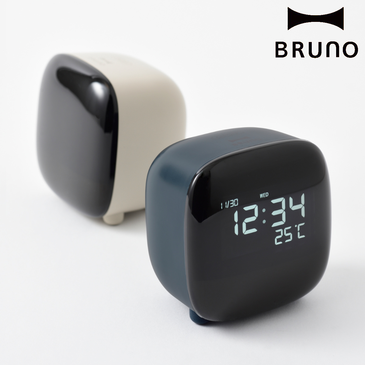 BRUNO デジタル時計 ナイトライトクロック USB充電 コンパクト 卓上 （ ブルーノ 時計 置き時計 デジタル 目覚まし時計 置時計 とけい  クロック アラームクロック 温度計 ライト キッチン 寝室 シンプル ） 【グレージュ】