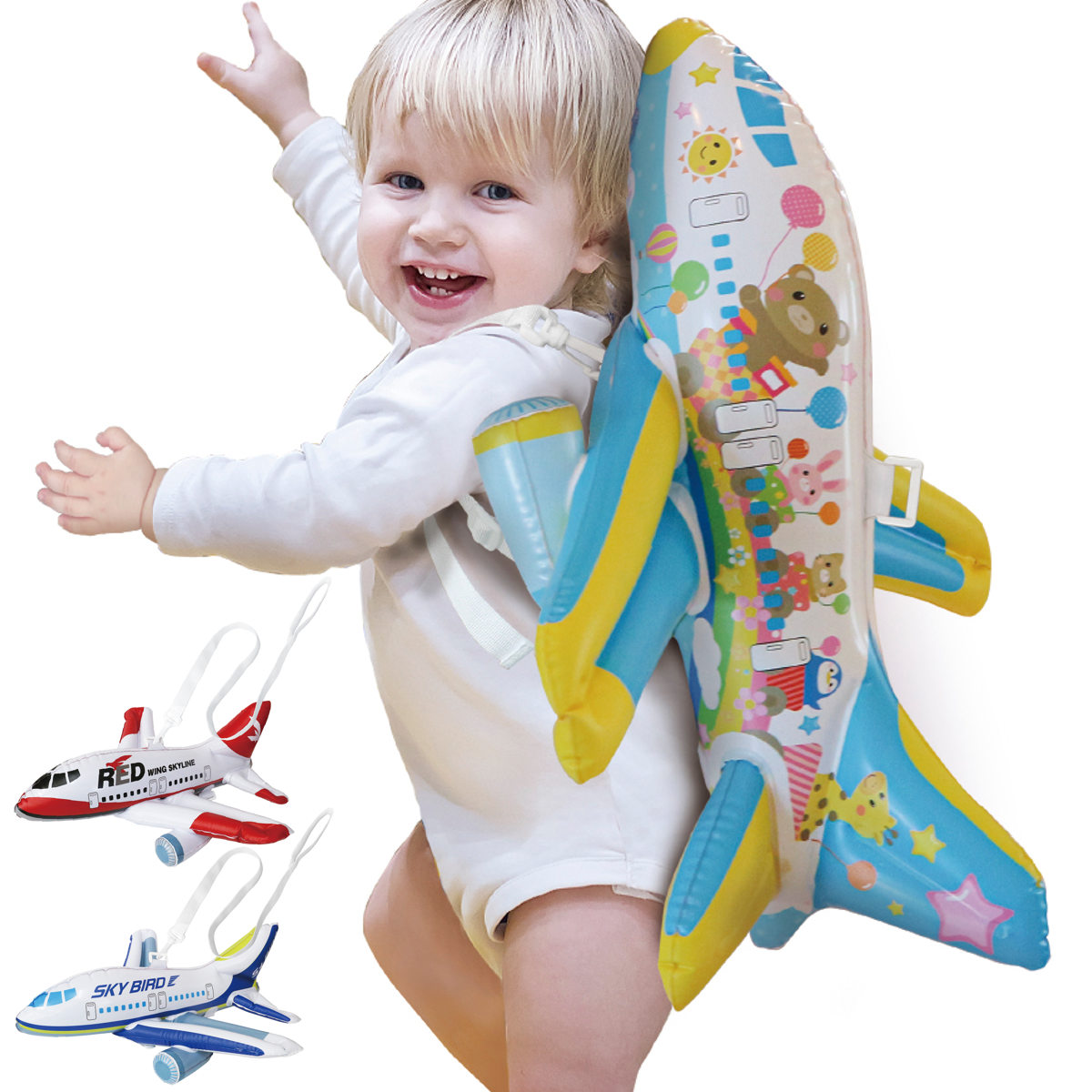 おもちゃ 転倒防止 クッション リュック ごっつん防止 飛行機 安心 子ども ( 転倒 頭 保護 ヘッドガード ごっつん防止リュック 子供 キッズ 安全 迷子防止 ハーネス 守る ガード 安全対策 セーフティ 事故防止 ケガ防止 おでかけ ) 【レッド】