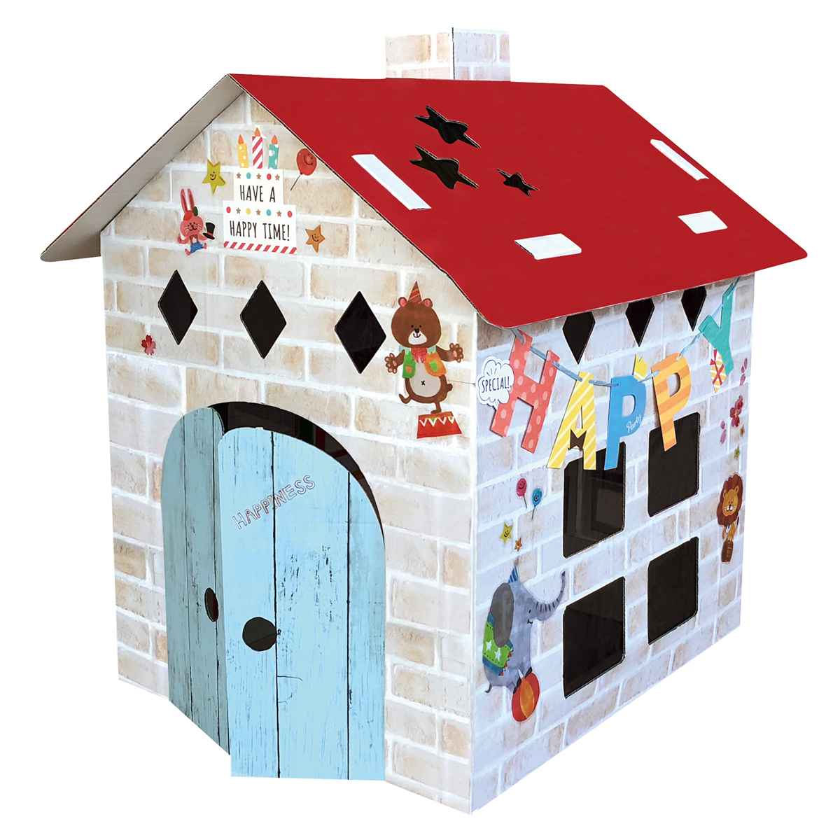 ダンボール 家 おえかきハウスN ( ダンボールハウス 子供 組立 ごっこ遊び おままごと 段ボール お絵かき おもちゃ 女の子 男の子 知育玩具 段ボールハウス キッズハウス プレイハウス おうち 工作 プレイテント 秘密基地 こども )