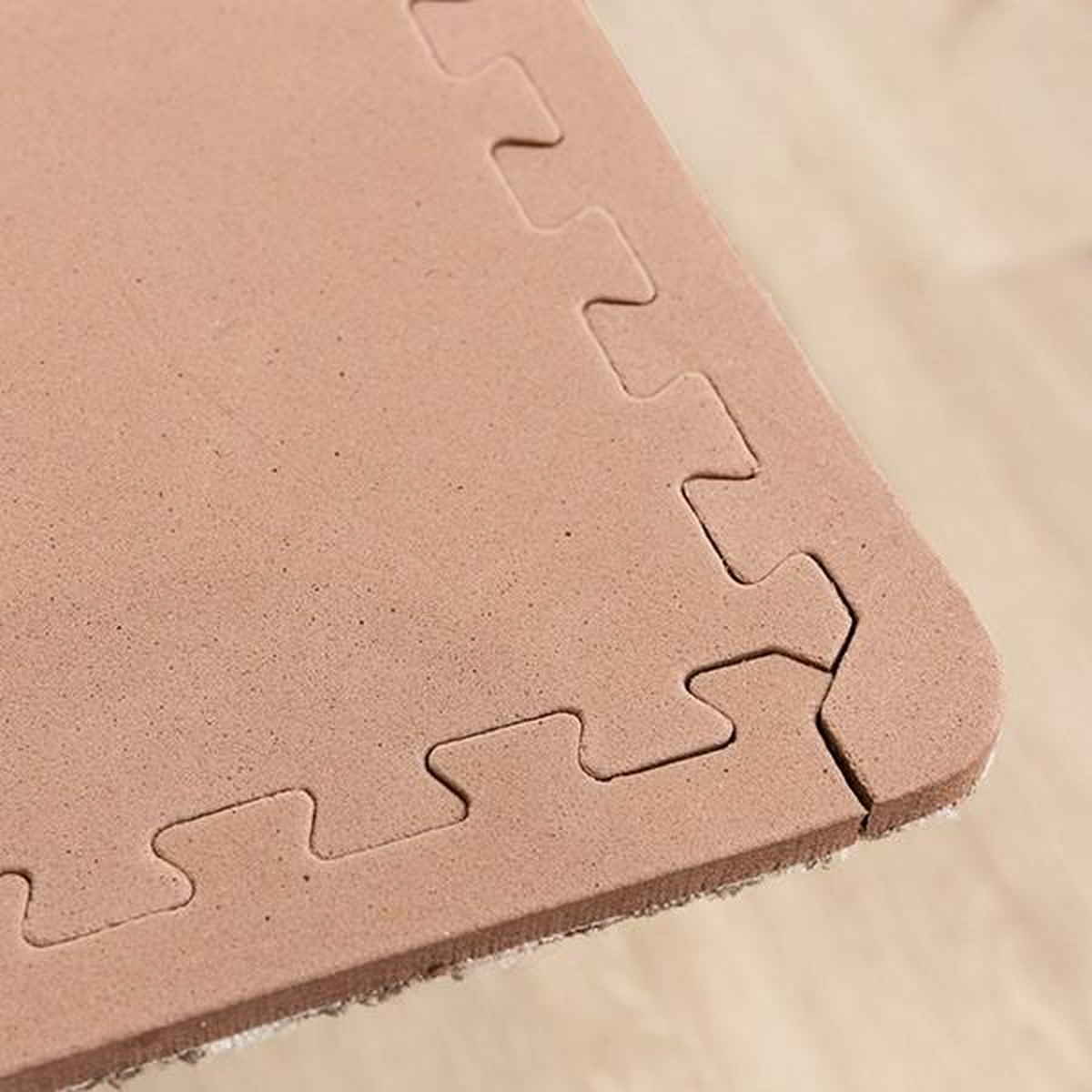 ジョイントマット 9枚組 30cm フチ付き ジョイントラグ ブラウン ( ラグ カーペット マット ジョイント フチ 敷くだけ キッチンマット リビング ソファ下 カット可能 クッション性 防音 キズ 床 フローリング カーペット調 )