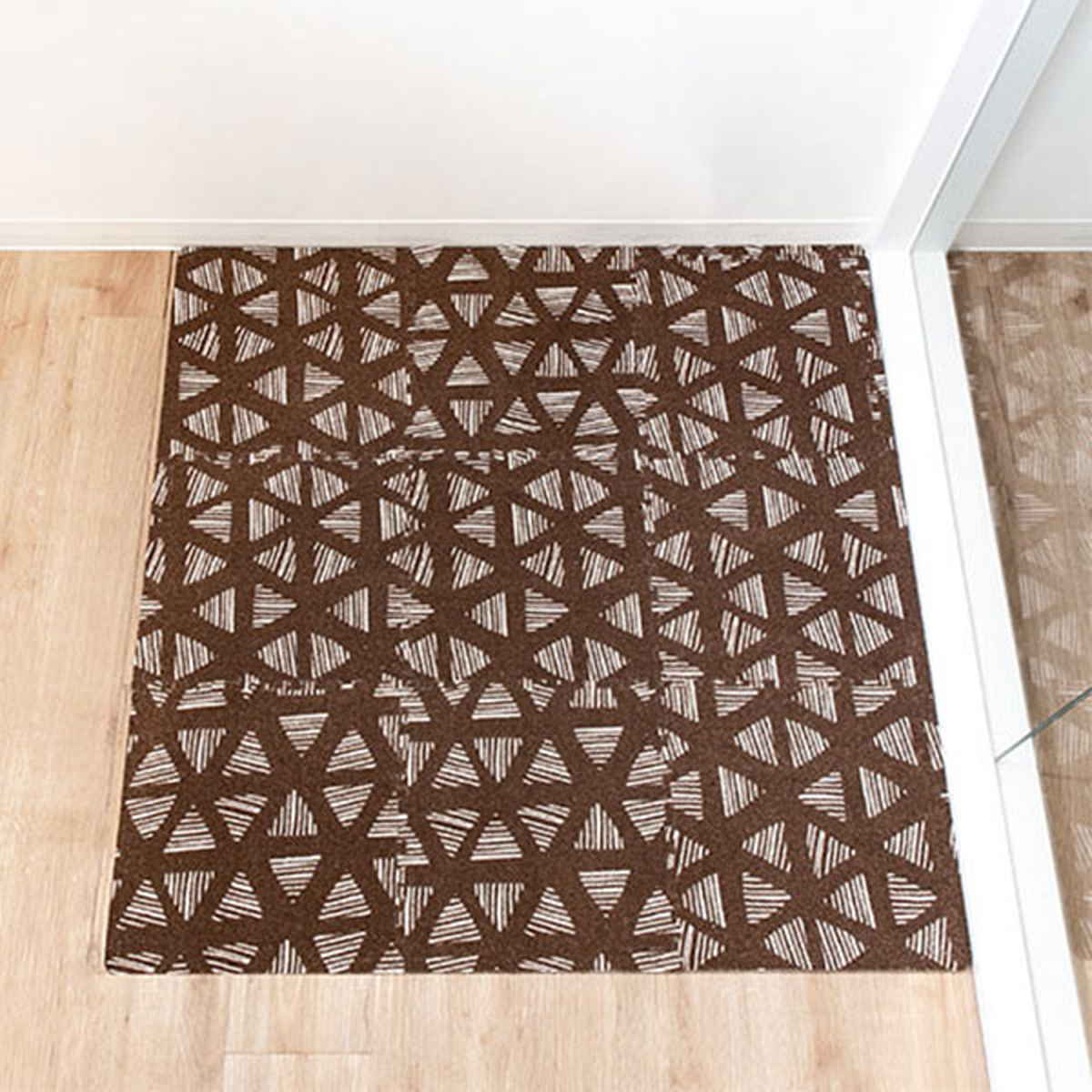 ジョイントマット 9枚組 30cm フチ付き ジョイントラグ ブラウン ( ラグ カーペット マット ジョイント フチ 敷くだけ キッチンマット リビング ソファ下 カット可能 クッション性 防音 キズ 床 フローリング カーペット調 )