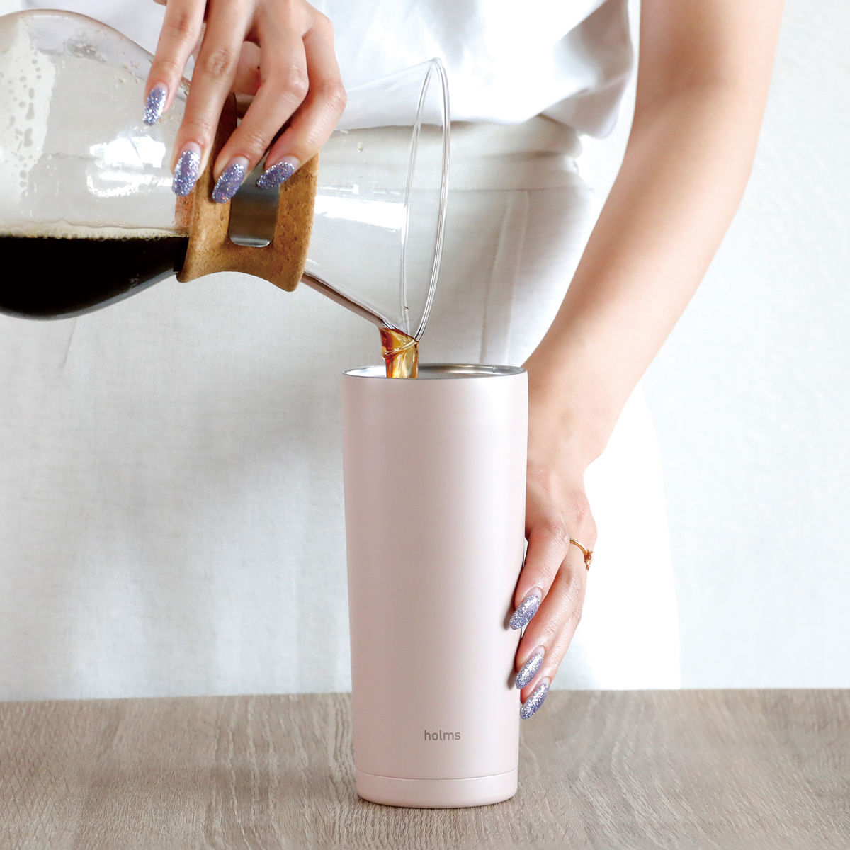 水筒 550ml holms ワンタッチタンブラー 550 ( ワンタッチ 直飲み 保温 保冷 食洗機対応 マグ ステンレスボトル 食洗機OK 直のみ ワンプッシュ マイボトル マグボトル ステンレス製 ダイレクトボトル ) 【ダークグレー】 ダークグレー