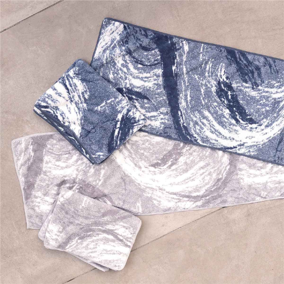 バスタオル カラリマーブル ( タオル マイクロファイバー 湯上りタオル 吸水 速乾 やわらか マーブル柄 ジャガード織 デイリータオル 浴用タオル 60×120cm タオルケット ふんわり 日常使い 新生活 おしゃれ ギフト ) 【ネイビー】 ネイビー