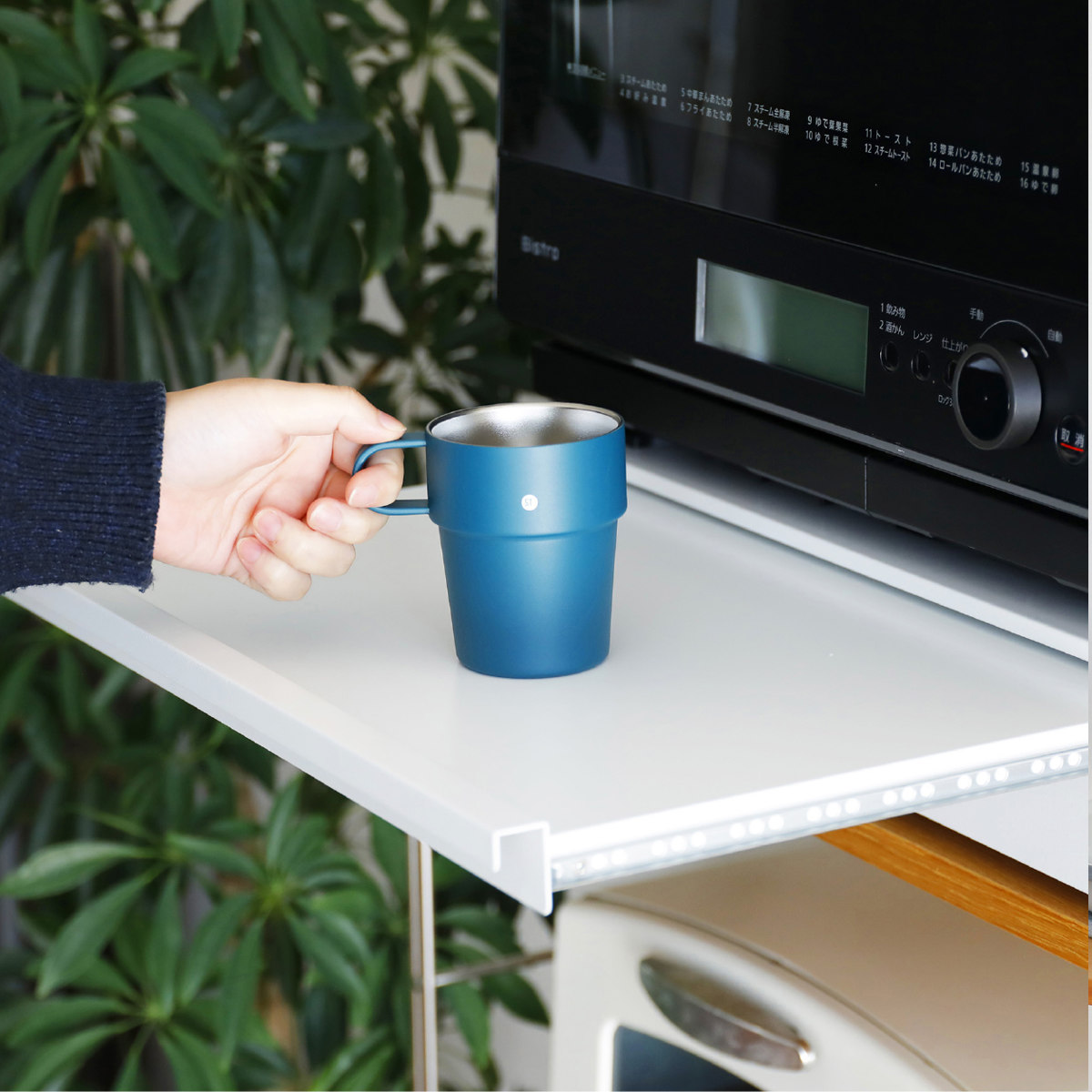 レンジラック 幅50cm Comtool キッチン家電ラック スライドテーブル 引き出し付き ( 家電下スライドテーブル 家電下引出し レンジ下 トレー カントゥール キッチンラック レンジトレー スライド おしゃれ 台 引き出し )