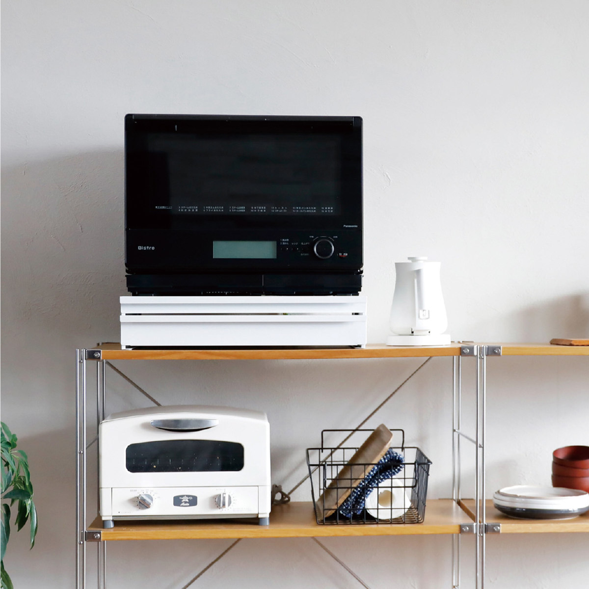 レンジラック 幅50cm Comtool キッチン家電ラック スライドテーブル 引き出し付き ( 家電下スライドテーブル 家電下引出し レンジ下 トレー カントゥール キッチンラック レンジトレー スライド おしゃれ 台 引き出し )