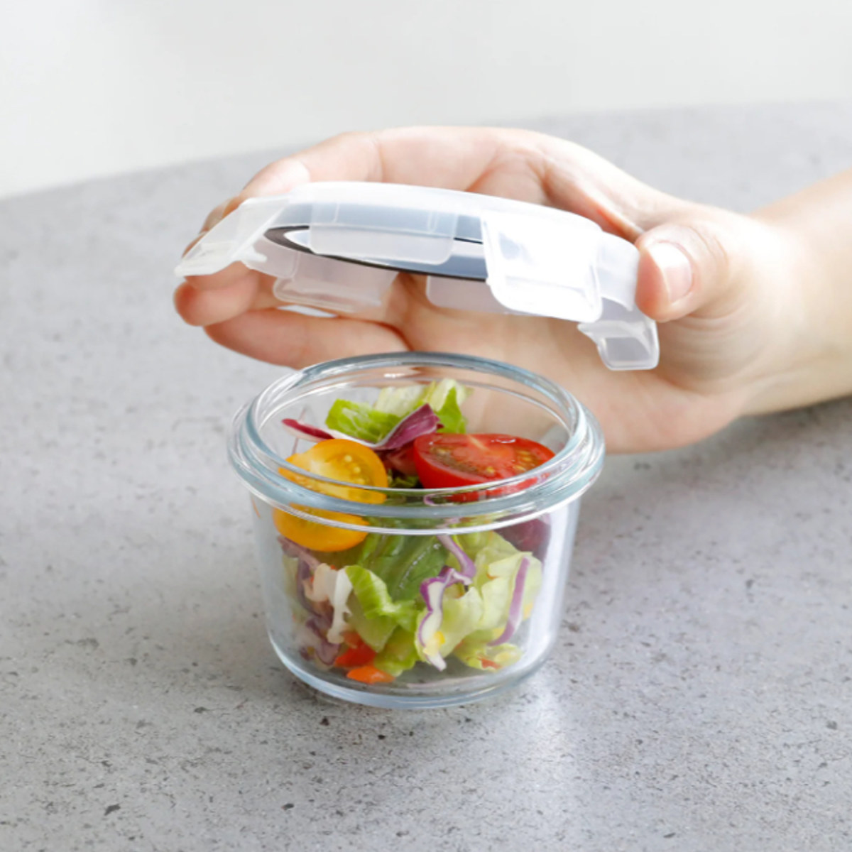 保存容器 耐熱ガラス ミニ保存容器3個組 atomico ラウンド スクエア ( アトミコ ガラス 密閉 電子レンジ対応 食洗機対応 オーブン対応 4点ロック 丸型 角型 ミニ 耐熱容器 保存 容器 ガラス容器 食品保存 積み重ね 150ml 180ml ) 【スクエア】 スクエア