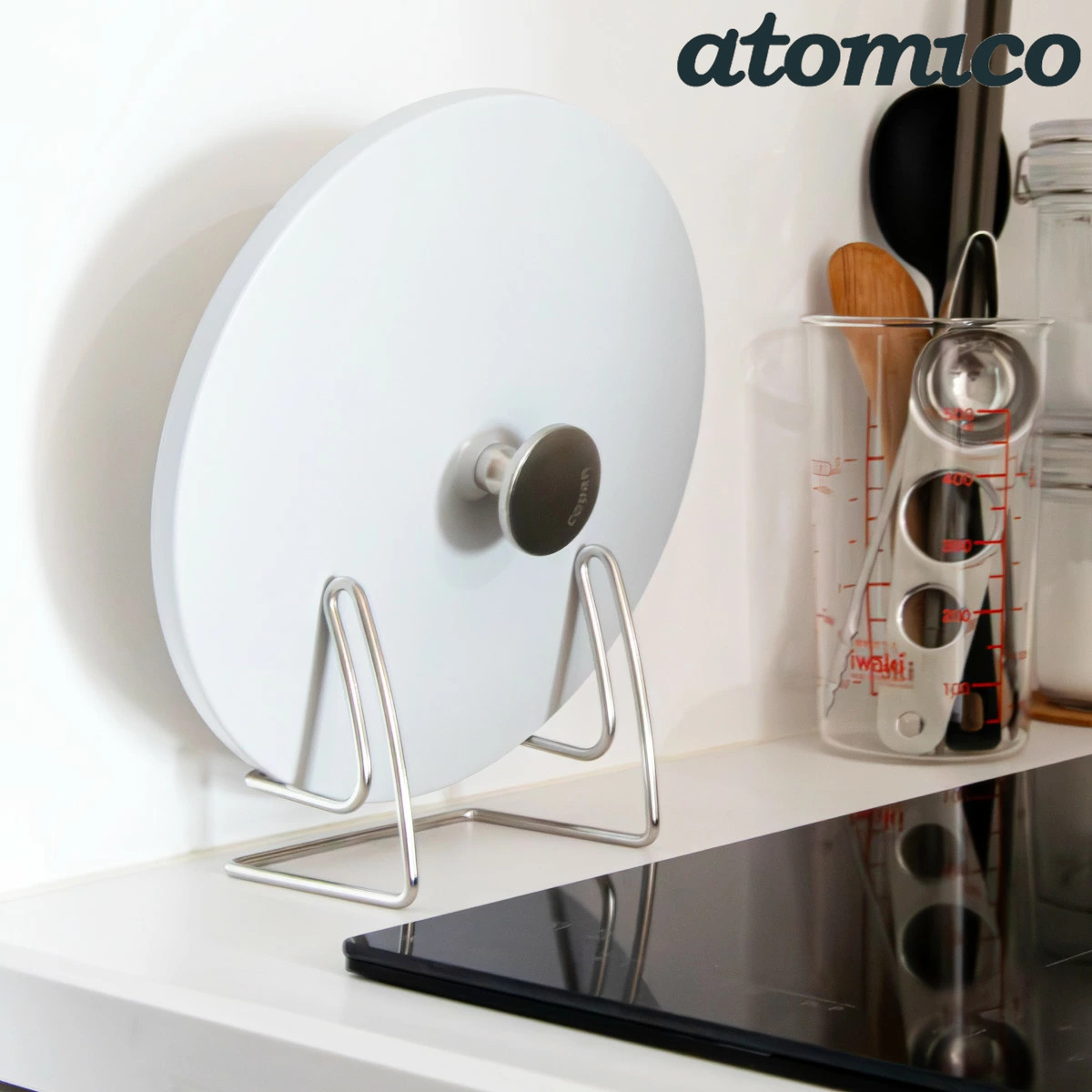 鍋フタスタンド 一時置きに便利な鍋フタスタンド ( 鍋蓋スタンド 鍋ぶたスタンド 鍋蓋 鍋ぶた なべぶた スタンド 収納 一時置き ステンレス フライパン 鍋 蓋 フタ 立て 18~28cm キッチン収納 コンロ周り収納 )