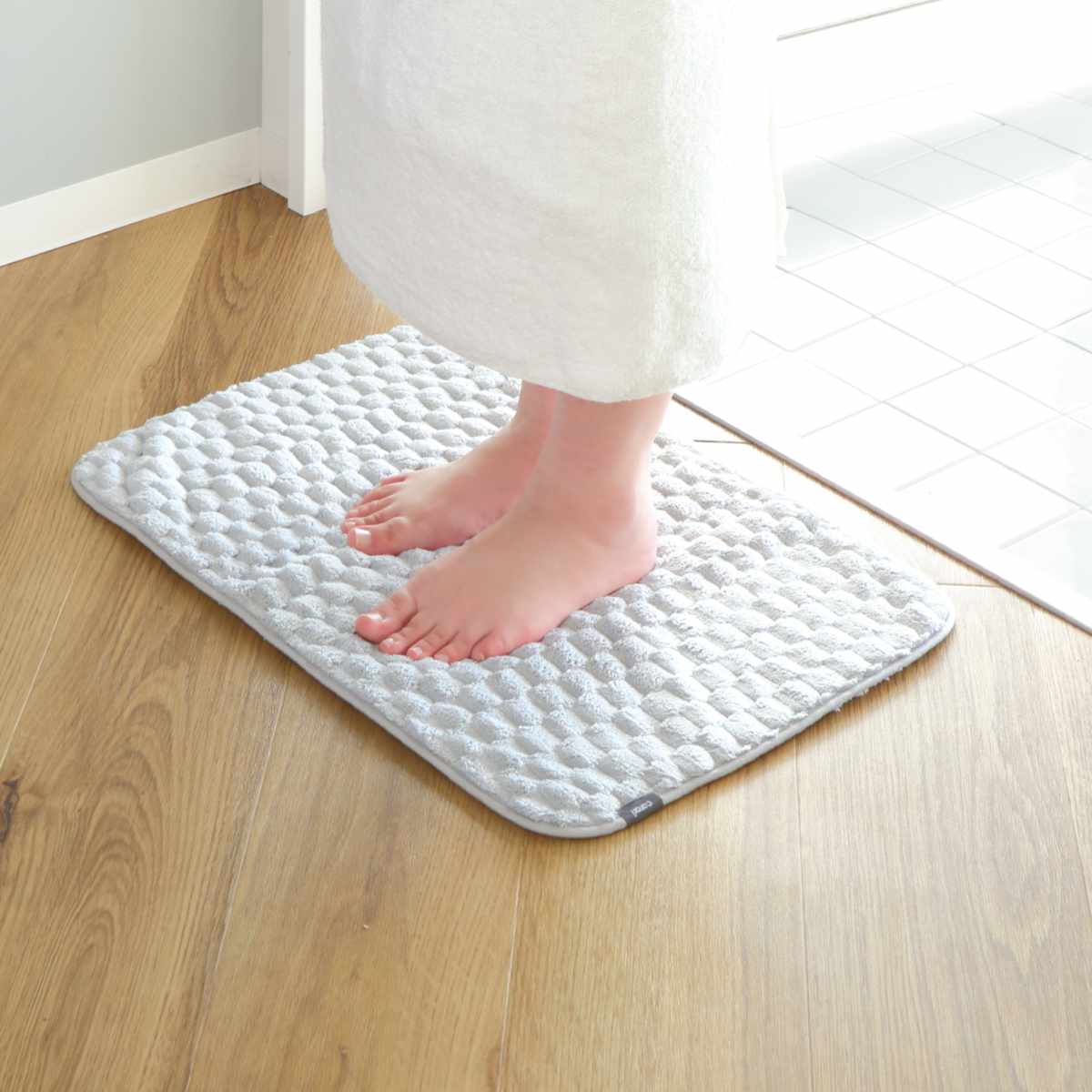 バスマット カラリポコ 40×60cm ( お風呂マット マット 足拭きマット 吸水 マイクロファイバー 両面 洗える 無地 シンプル 浴室マット 足元マット お風呂 玄関 40×60 洗濯可 おしゃれ くすみカラー ) 【ベージュ】 ベージュ