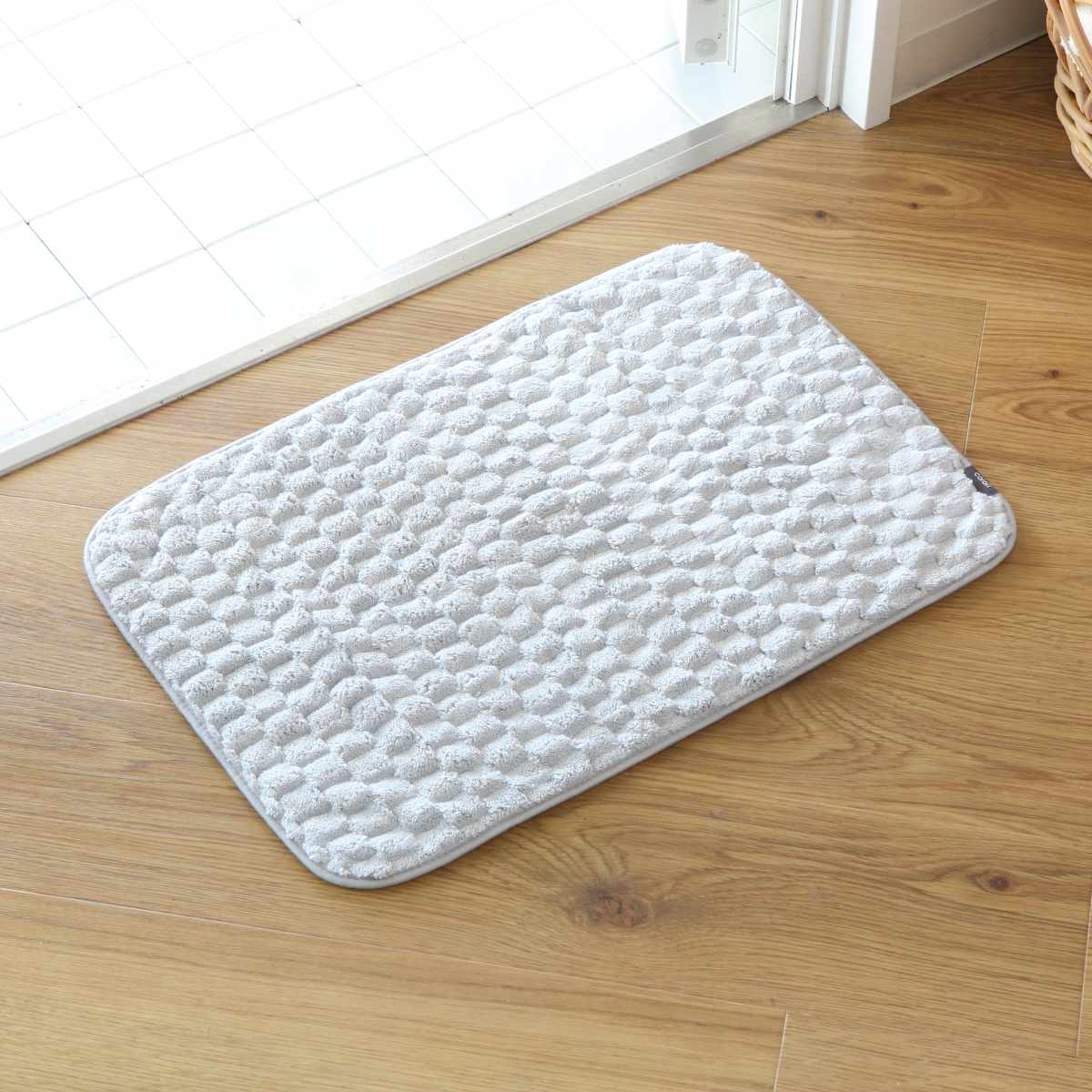 バスマット カラリポコ 40×60cm ( お風呂マット マット 足拭きマット 吸水 マイクロファイバー 両面 洗える 無地 シンプル 浴室マット 足元マット お風呂 玄関 40×60 洗濯可 おしゃれ くすみカラー ) 【ベージュ】 ベージュ