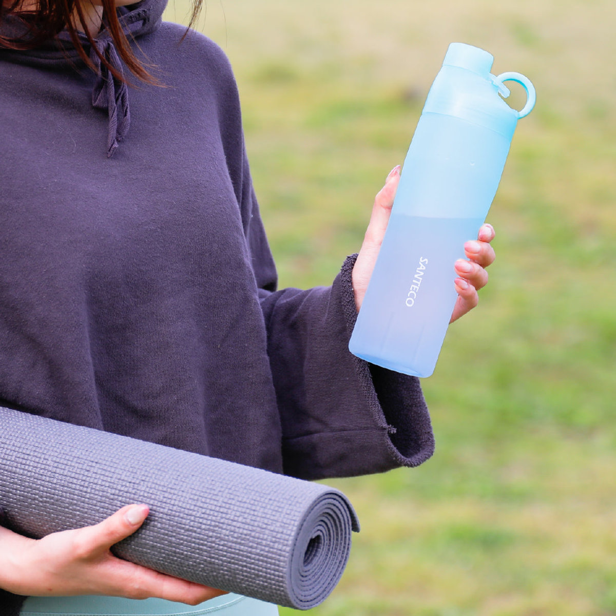 水筒 740ml OURALウォーターボトル740 スリム ( 常温 直飲み マイボトル ウォーターボトル 軽量 軽い 半透明 シンプル 持ち運び 持ち手付き スリムボトル ハンドル付き ) 【イエロー×グリーン】 イエロー×グリーン