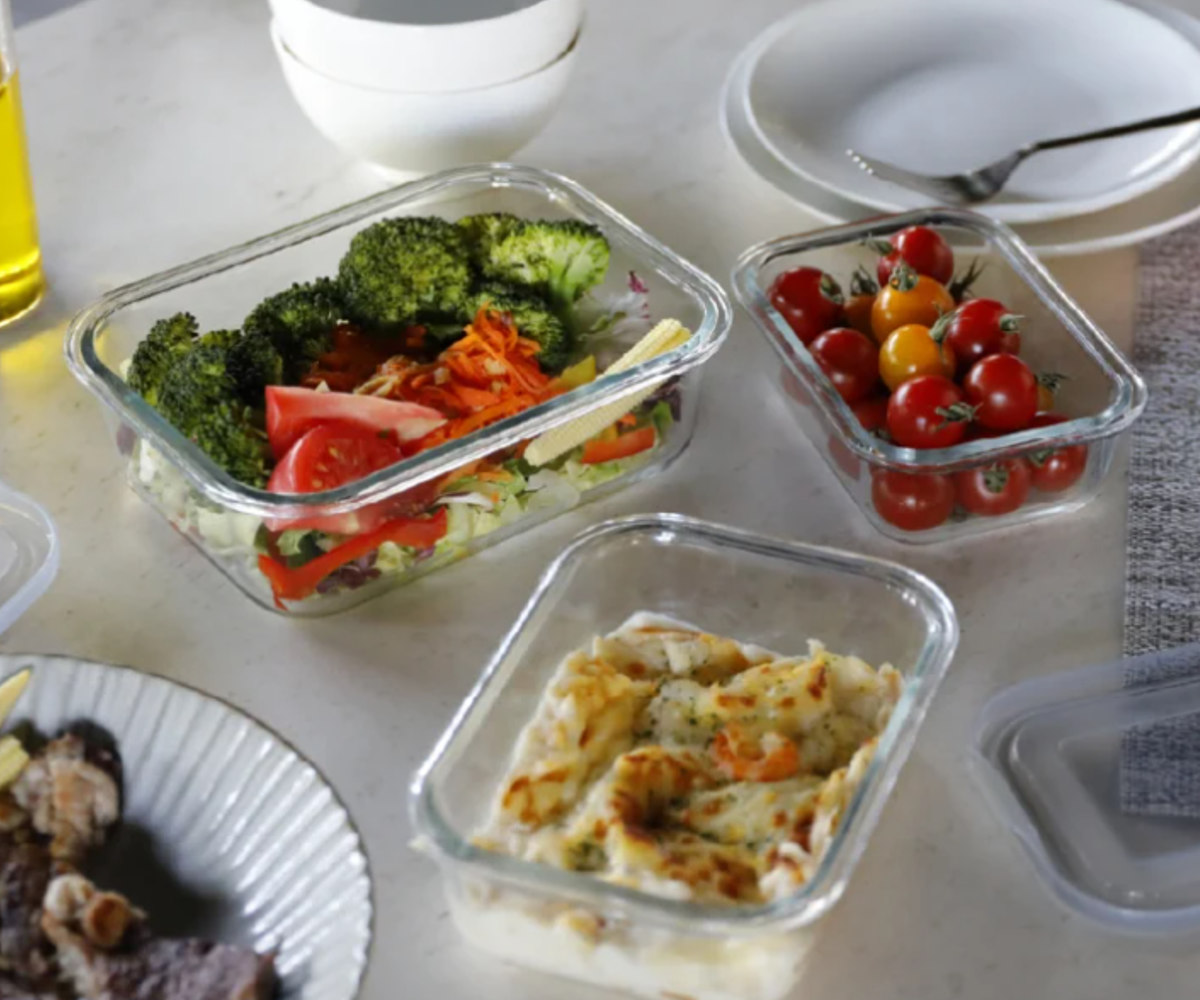 保存容器 耐熱ガラス ワンタッチ保存容器 Sサイズ 2個組 ( ガラス 密閉 食洗機対応 電子レンジ対応 オーブン対応 冷蔵 冷凍 透明 ストッカー 容器 食品保存 作り置き お弁当 鮮度保持 中身がわかる スタッキング 400ml )