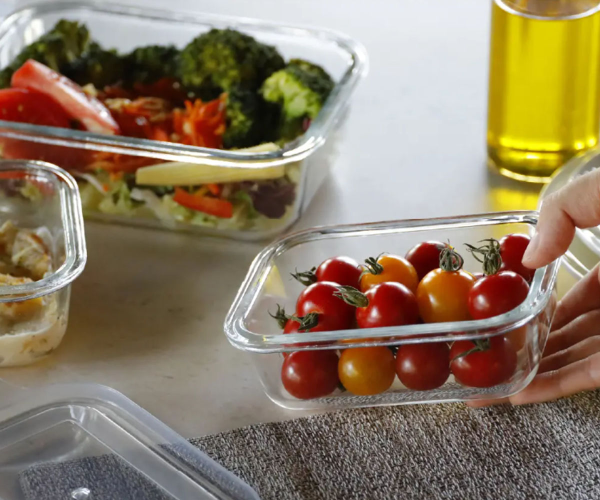 保存容器 耐熱ガラス ワンタッチ保存容器 Sサイズ 2個組 ( ガラス 密閉 食洗機対応 電子レンジ対応 オーブン対応 冷蔵 冷凍 透明 ストッカー 容器 食品保存 作り置き お弁当 鮮度保持 中身がわかる スタッキング 400ml )