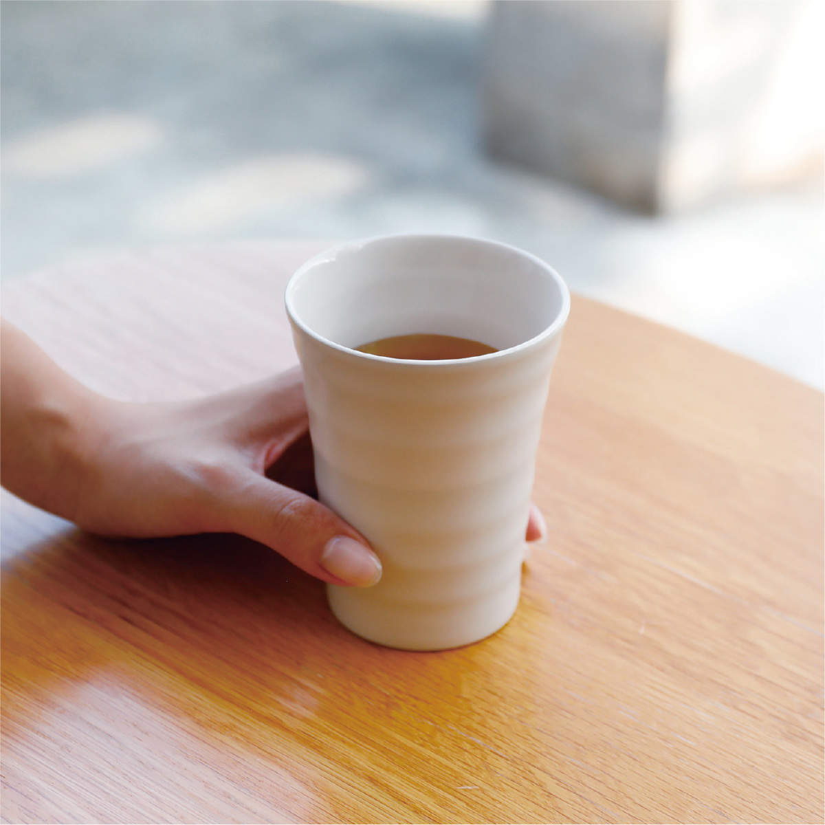 タンブラー 300ml 陶器のような保温ステンレスタンブラー300 ゆらぎ ( 保温 保冷 ステンレス コップ 真空二重構造 おしゃれ シンプル セラミック 陶器風 ) 【グレー】 グレー