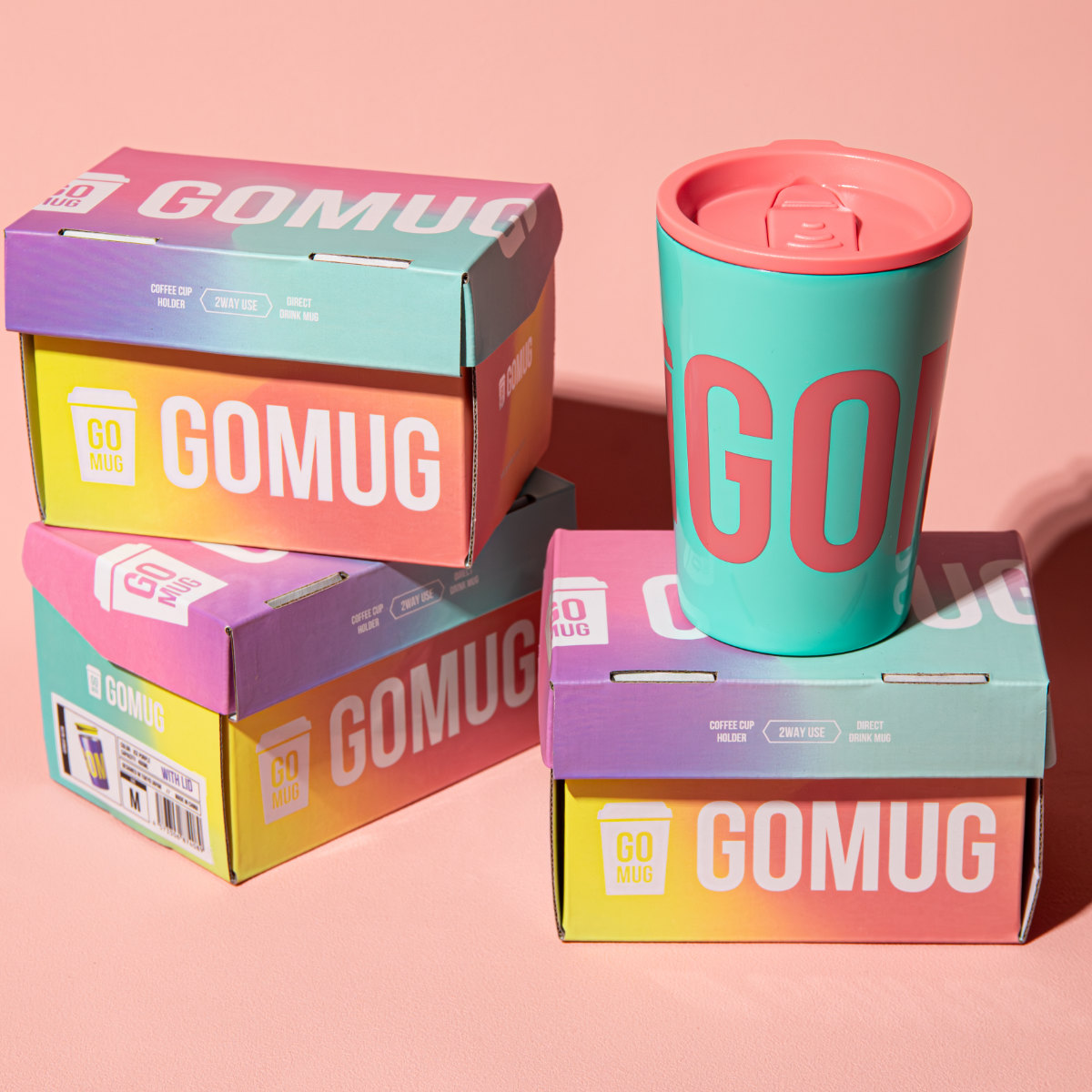 タンブラー 460ml GOMUG NEON ICE ( 保温 保冷 ステンレス コップ 蓋付き ストロー対応 コンビニ コーヒー カップ カバー おしゃれ かわいい カラフル ロゴ ) 【パープル】 パープル