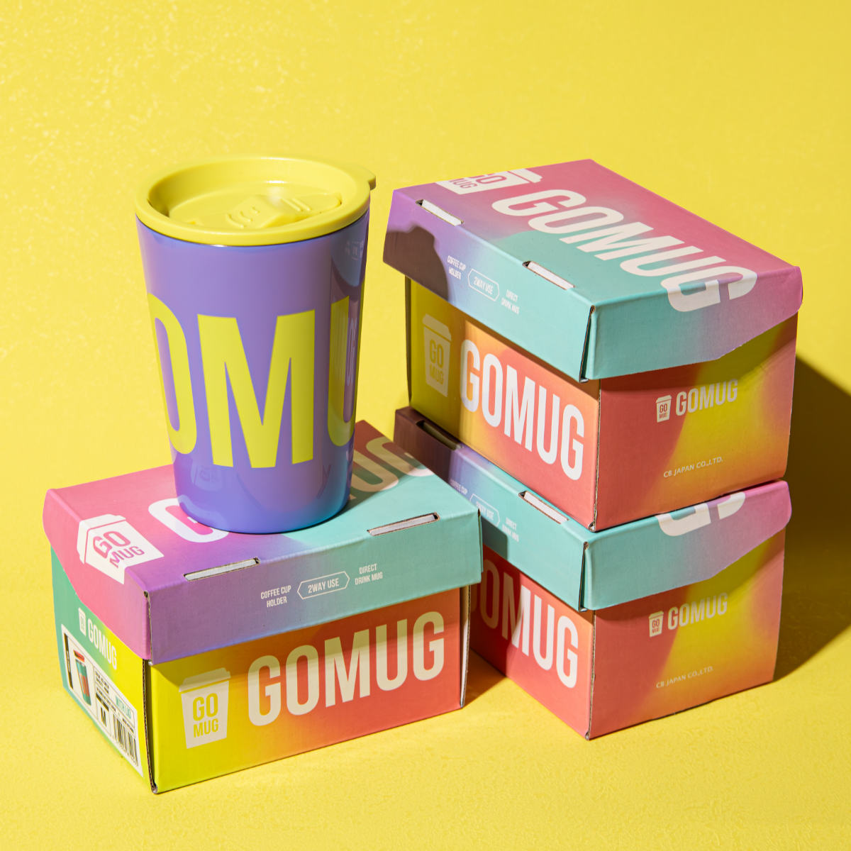 タンブラー 460ml GOMUG NEON ICE ( 保温 保冷 ステンレス コップ 蓋付き ストロー対応 コンビニ コーヒー カップ カバー おしゃれ かわいい カラフル ロゴ ) 【パープル】 パープル