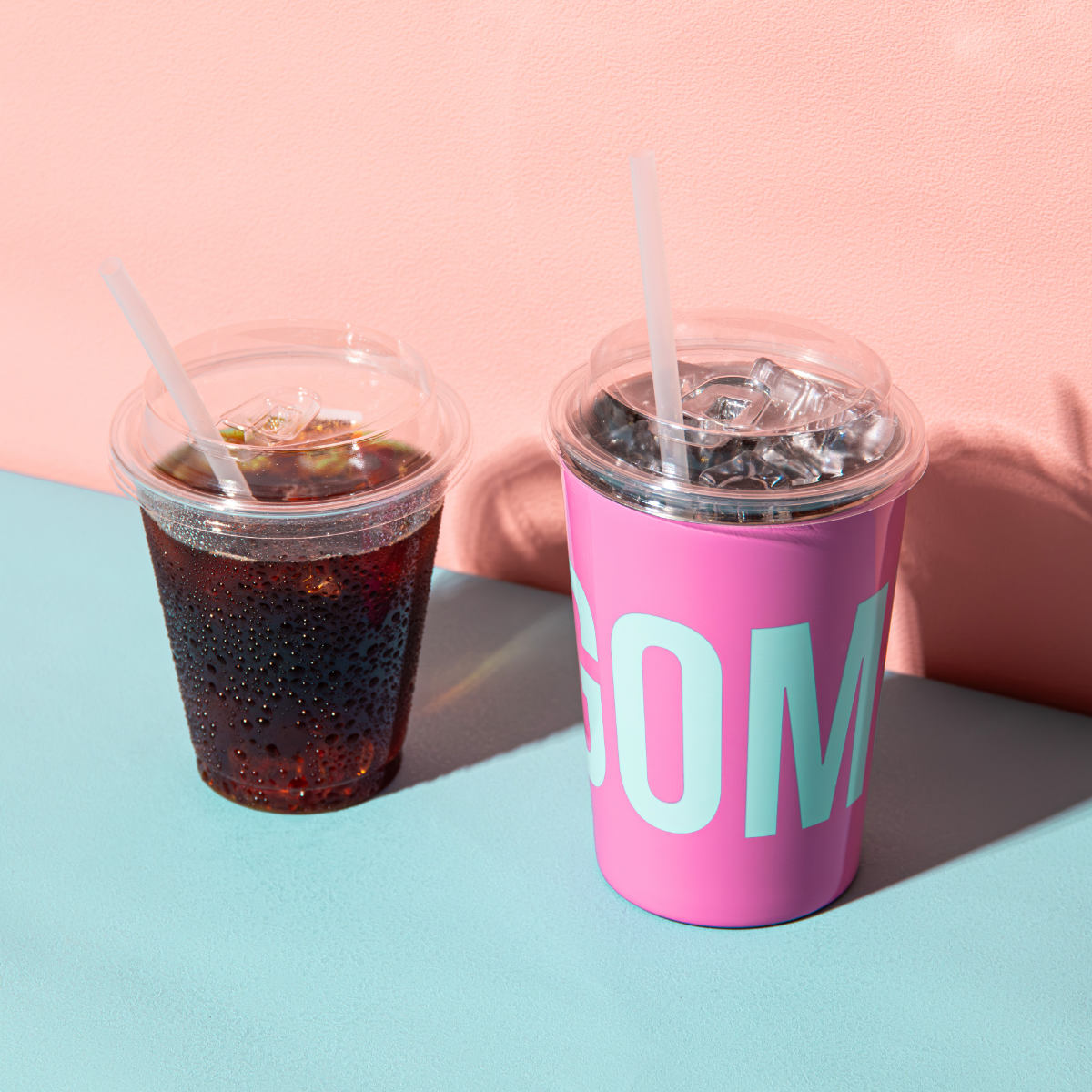 タンブラー 460ml GOMUG NEON ICE ( 保温 保冷 ステンレス コップ 蓋付き ストロー対応 コンビニ コーヒー カップ カバー おしゃれ かわいい カラフル ロゴ ) 【パープル】 パープル