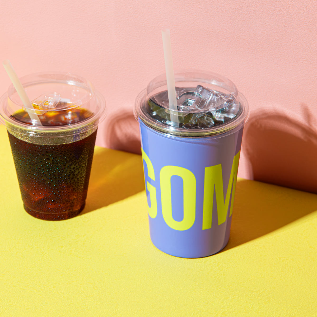 タンブラー 460ml GOMUG NEON ICE ( 保温 保冷 ステンレス コップ 蓋付き ストロー対応 コンビニ コーヒー カップ カバー おしゃれ かわいい カラフル ロゴ ) 【パープル】 パープル