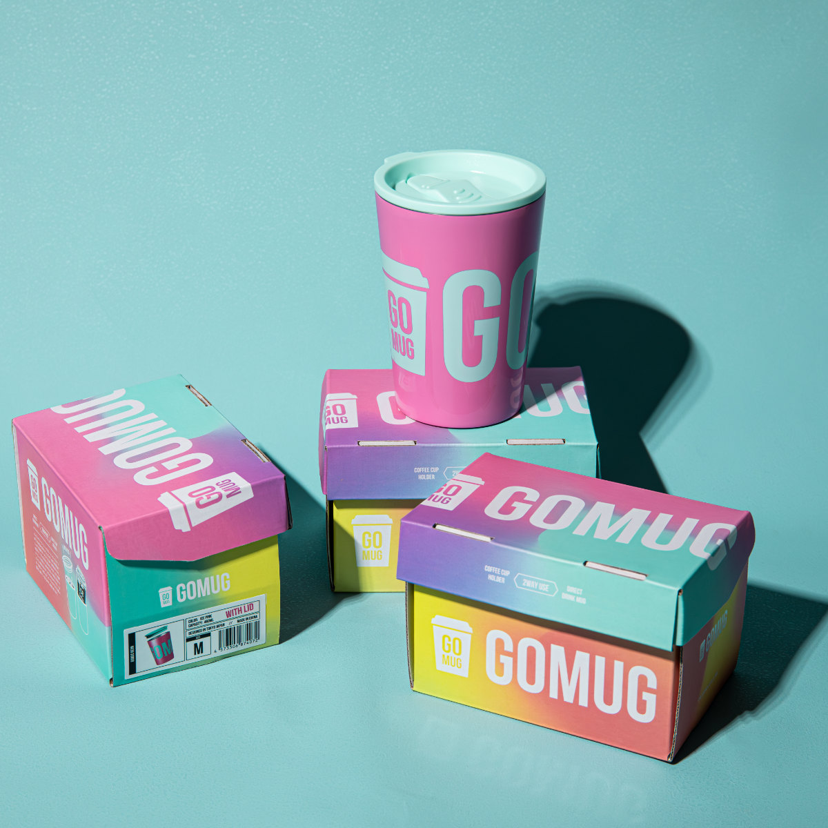 タンブラー 460ml GOMUG NEON ICE ( 保温 保冷 ステンレス コップ 蓋付き ストロー対応 コンビニ コーヒー カップ カバー おしゃれ かわいい カラフル ロゴ ) 【パープル】 パープル