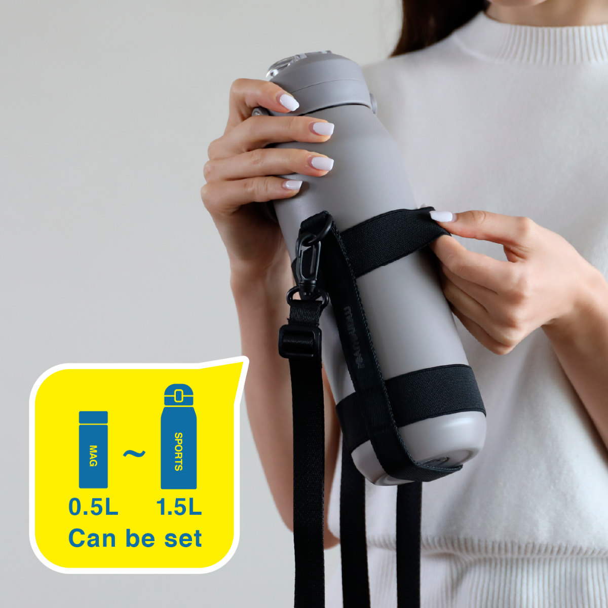 伸縮ボトルホルダー maneuver ( 伸縮 ボトルホルダー ホルダー カバー ボトルカバー ペットボトル マイボトル 水筒カバー ケース ショルダーベルト ボトルケース 持ち歩き お洒落 ) 【ブラック】 ブラック