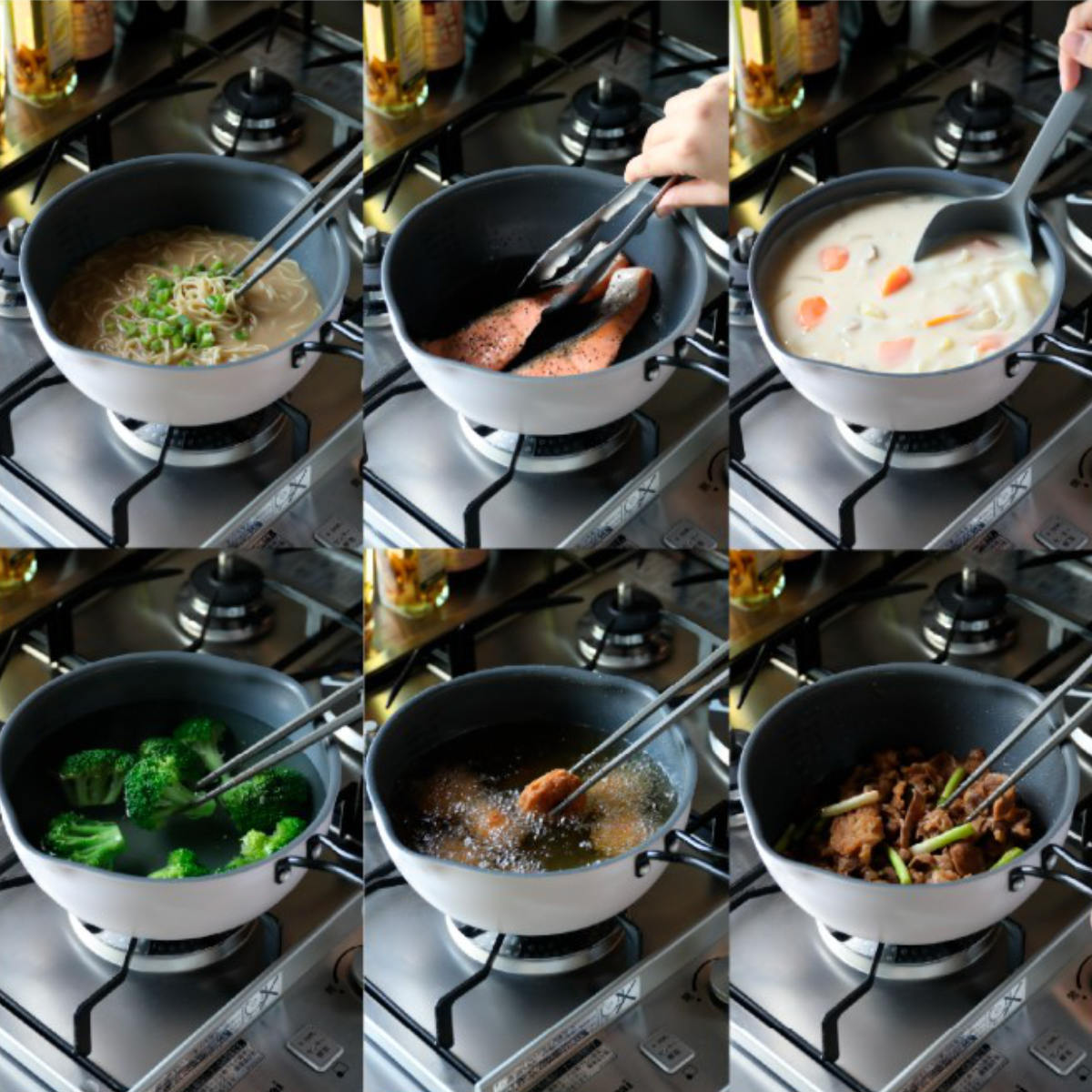 フライパン 20cm IH対応 copan Aggta メモリ付き揚げ物フライパン ( ガス火 IH ih オール熱源対応対応 片手鍋 ソースパン 小鍋 片手なべ 両口鍋 20センチ 調理器具 揚げ物 多機能 マルチパン お手入れ簡単 左利き メモリ付き )