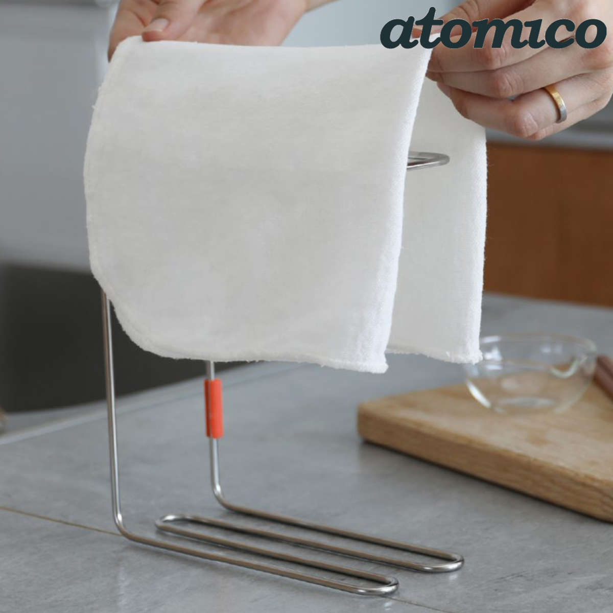 布巾かけ atomico アトミコ ふきんスタンド ( ふきん掛け ステンレス タオルスタンド タオルホルダー 布巾スタンド 置き型 布巾掛け 布巾ハンガー タオルハンガー タオル掛け ふきん 乾燥 シンプル )