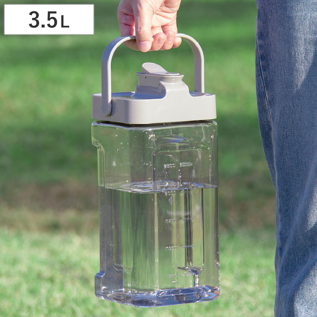ピッチャー 冷蔵庫に入れたまま注げるジャグ MEGA TANK （ 3.5L 水差し ポット ウォーター 冷水 ジャグ お茶 麦茶 持ち運び 麦茶ポット ロック機能付き ） 【クリアブラウン】