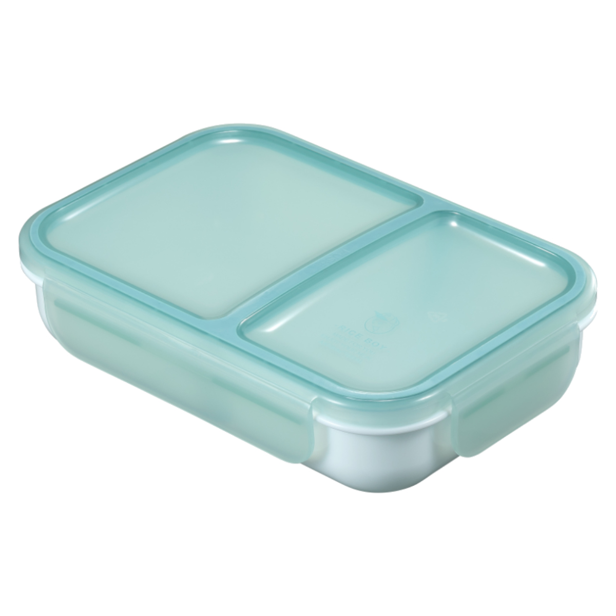 弁当箱 汁漏れしにくい弁当箱 抗菌ライスボーイ 1段 700ml ( お弁当箱 抗菌 ライスボーイ 4点ロック レンジ対応 食洗機対応 ランチボックス 抗菌加工 食洗機OK レンジOK ロック式 仕切り付き 一段 仕切り弁当箱 シンプル お弁当 ) 【ブルー】 ブルー