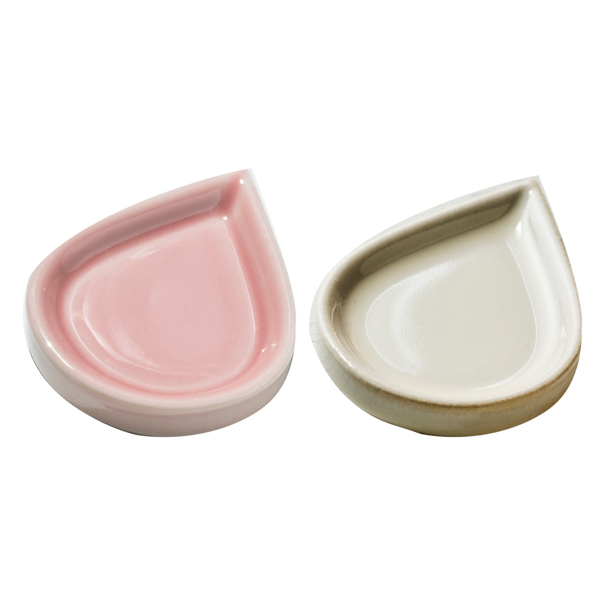 皿 豆皿 しずく ( 2枚入り 磁器 美濃焼 日本製 電子レンジ対応 お皿 プレート 小皿 おしゃれ アクセサリートレー トレー トレイ アクセサリー入れ ) 【黄グレー】 黄グレー